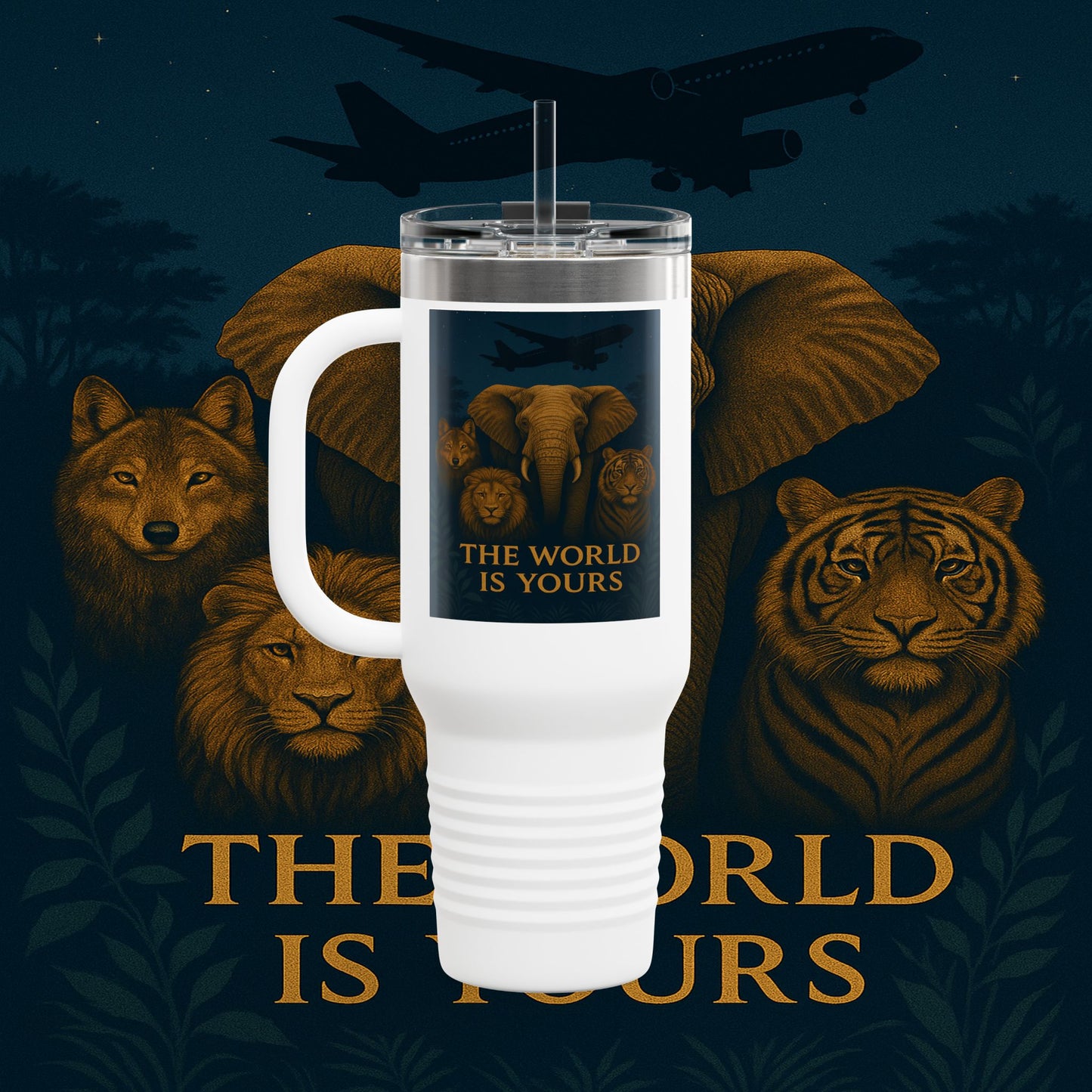 "Taza de viaje aislada El mundo es tuyo"🌍✨