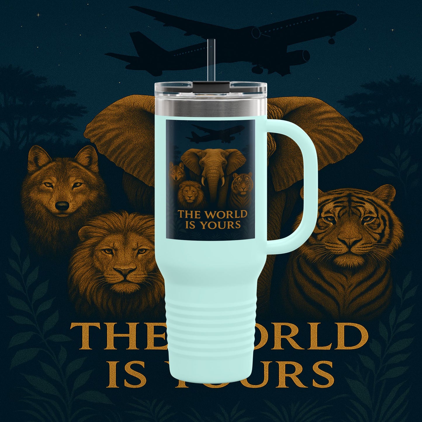 "Taza de viaje aislada El mundo es tuyo"🌍✨