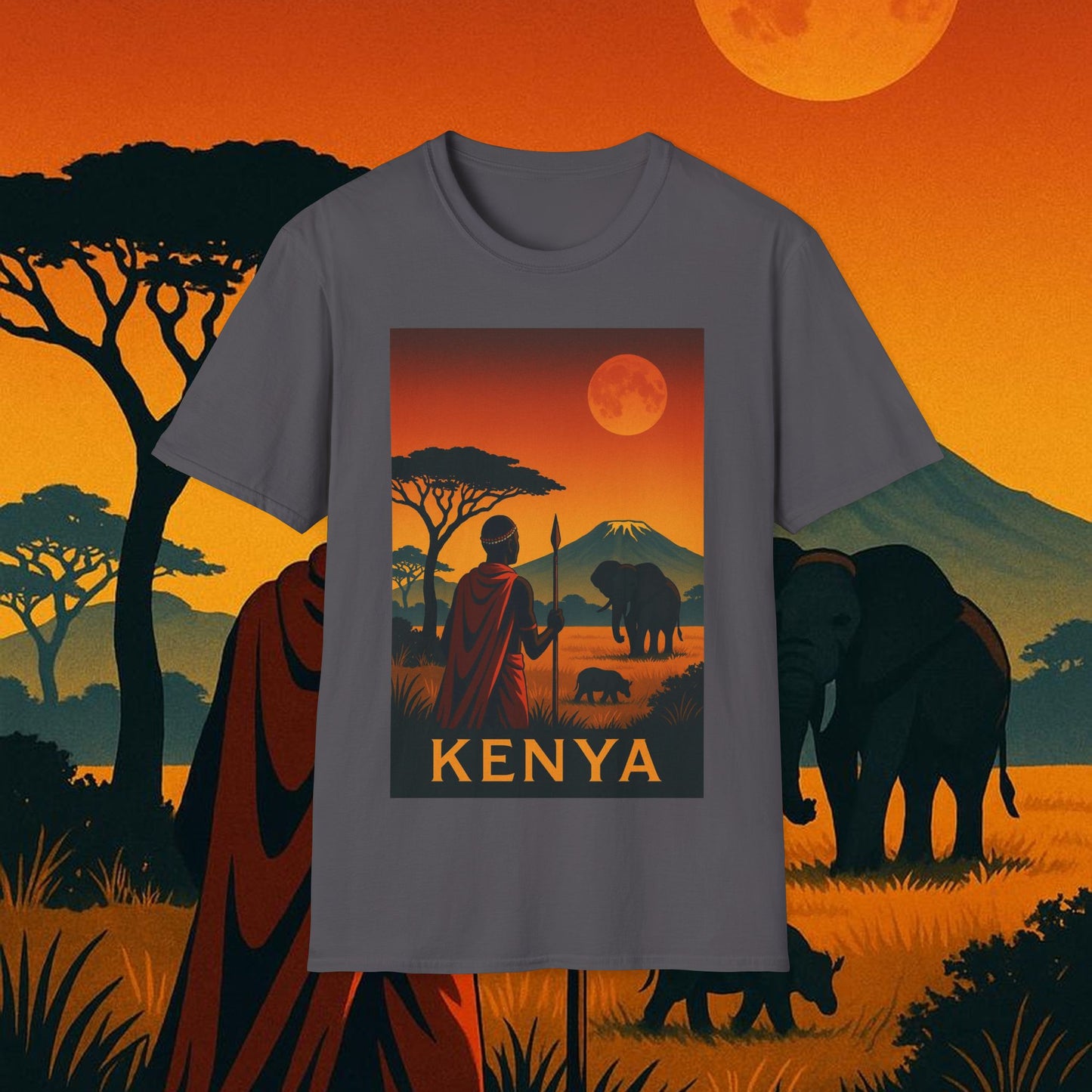 "Camiseta Kenia: Aventura Salvaje y Tierra de Horizontes Infinitos 🦁🌄🏕️"