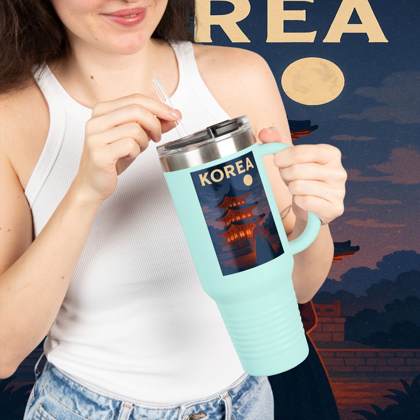 "Korean Insulated Travel Mug 🌸 – Ancient tradition and vibrant modernity"