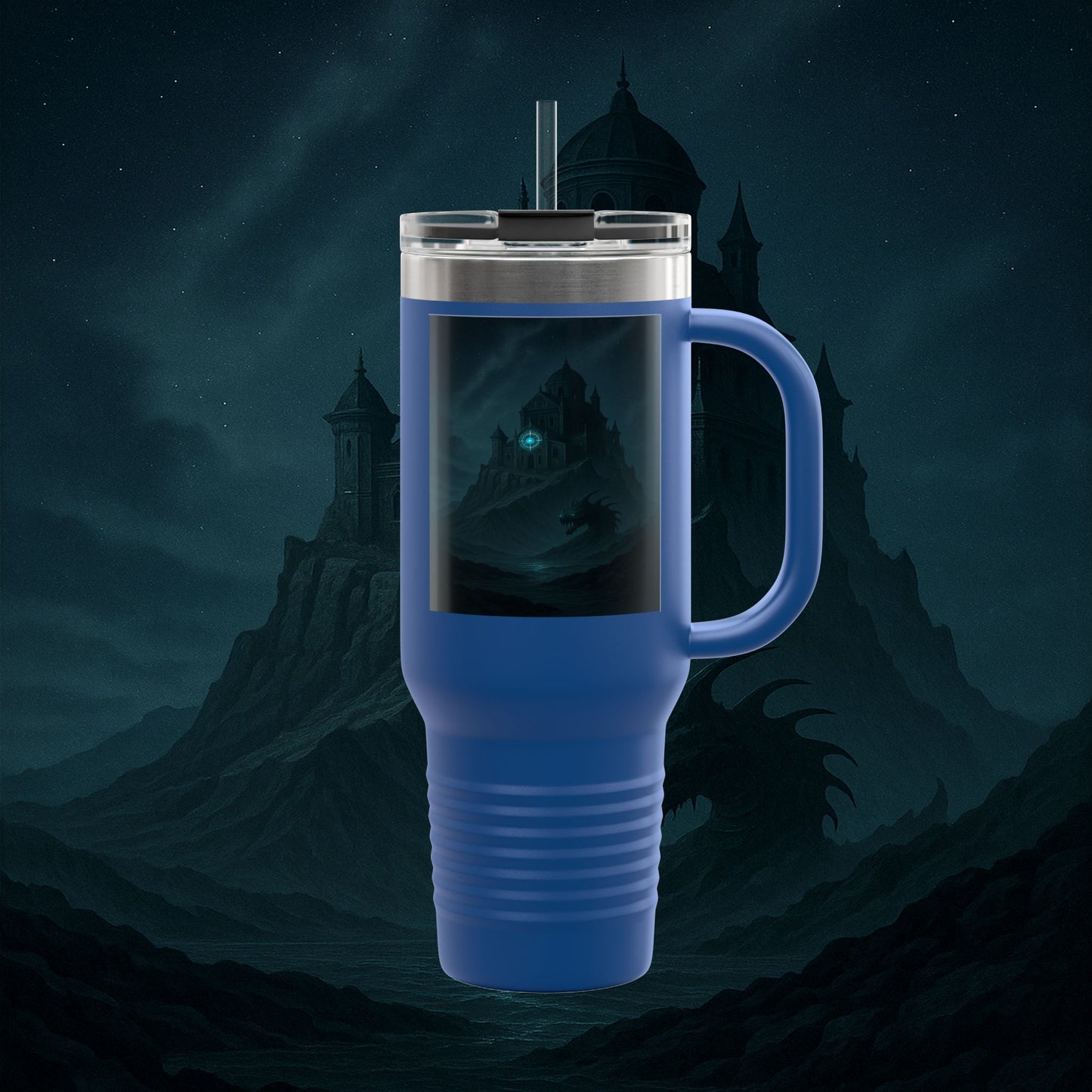 "Taza de viaje aislada 🏛️Fortaleza del Olvido"