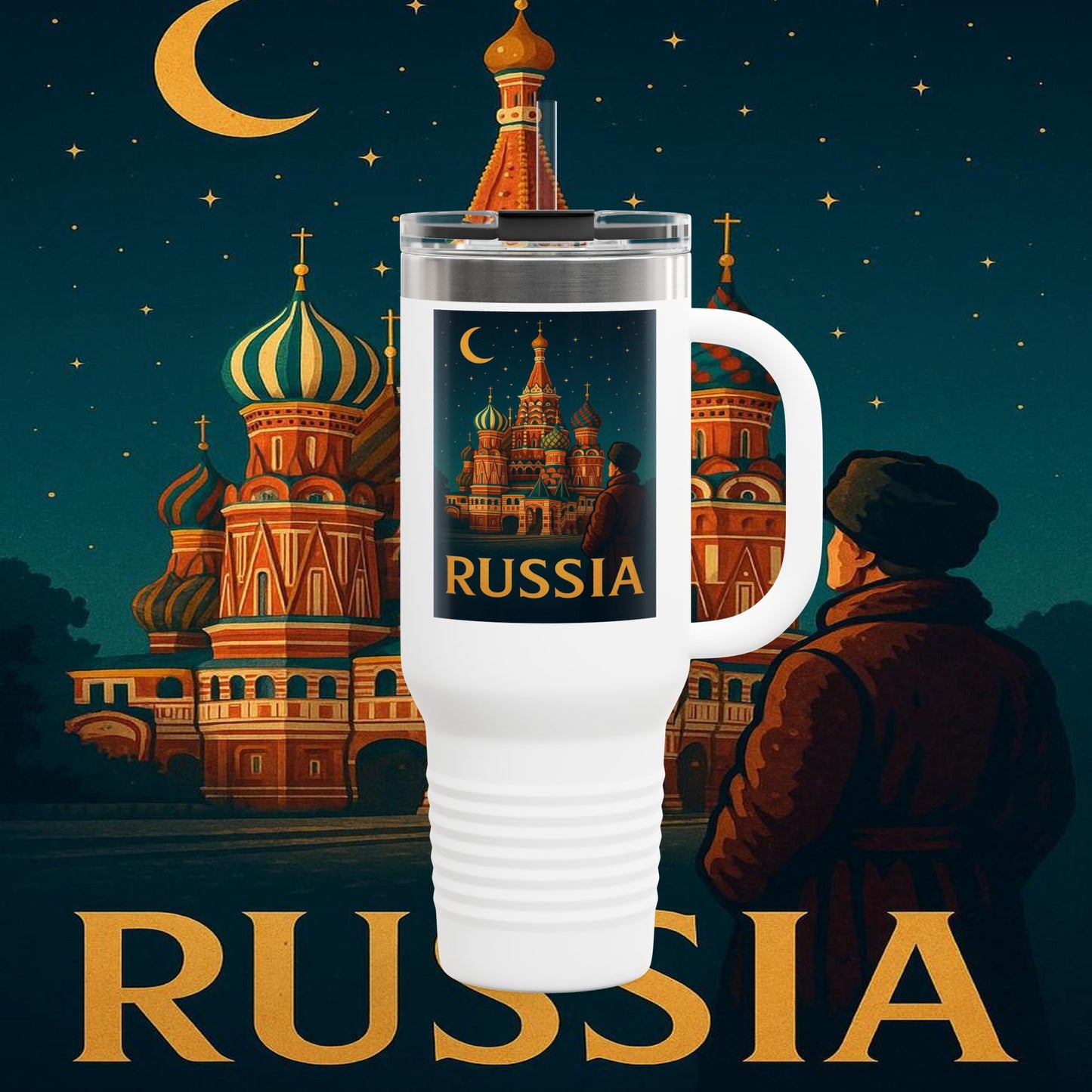 "Russia Insulated Travel Mug❄️ – Land of history, mystery, and grandeur"