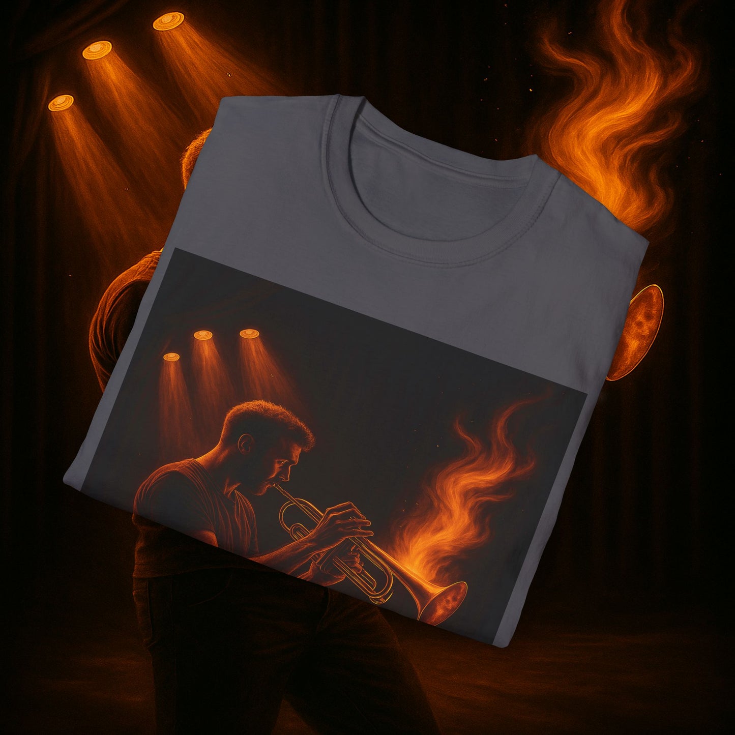 "Camiseta trompeta 🎺🔥Donde hay fuego, hay música.”