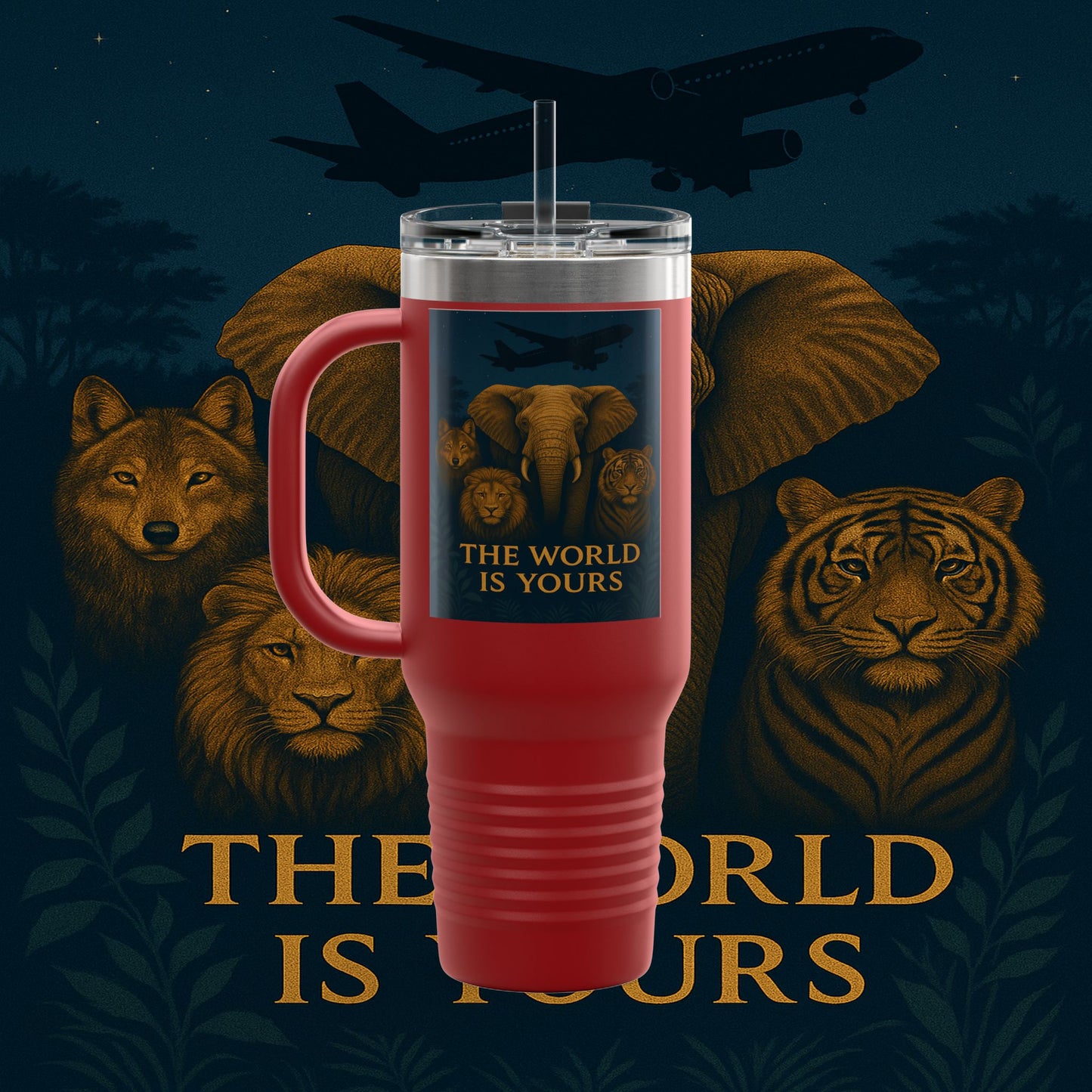 "Taza de viaje aislada El mundo es tuyo"🌍✨