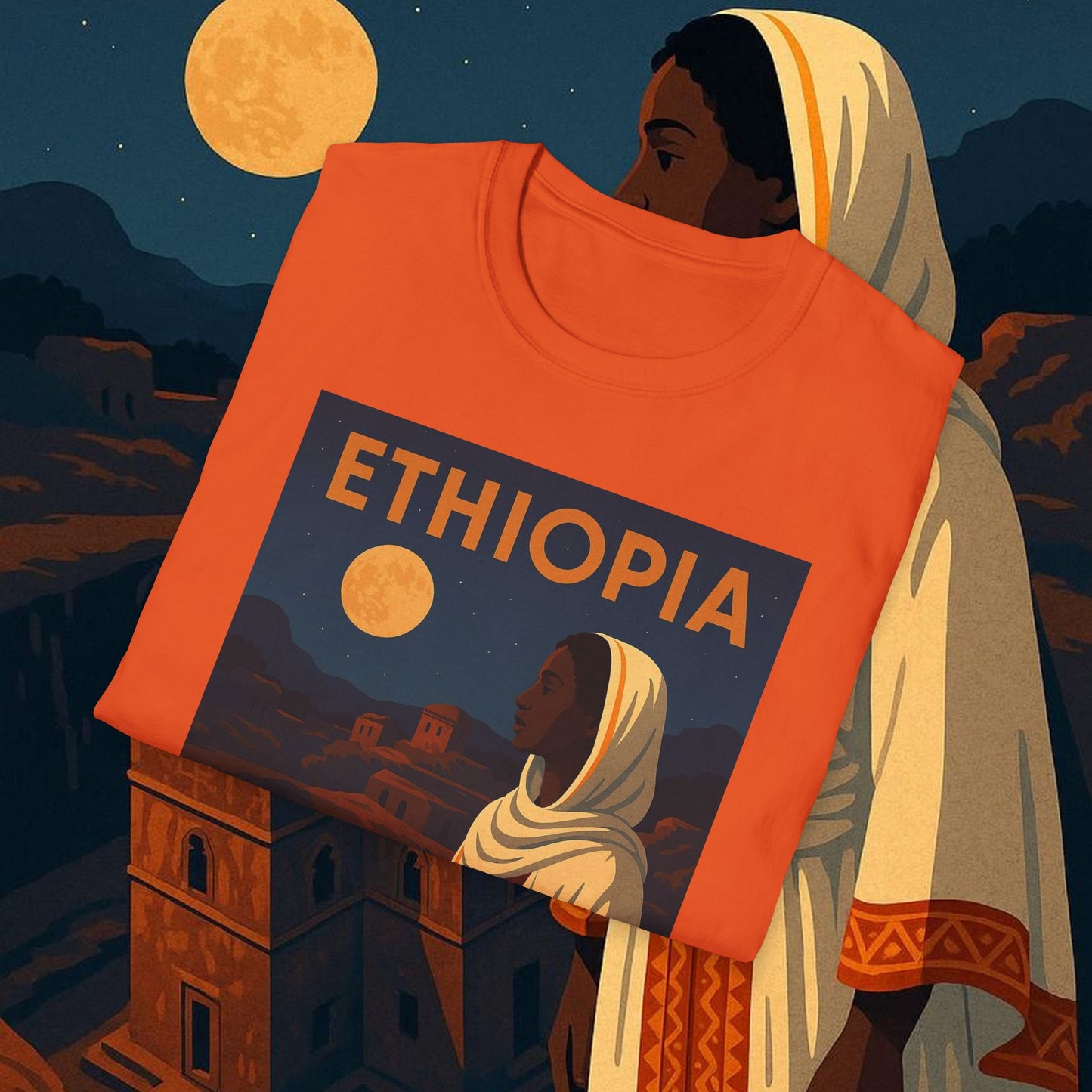 "Camiseta Etiopía Tierra sagrada y alma ancestral"