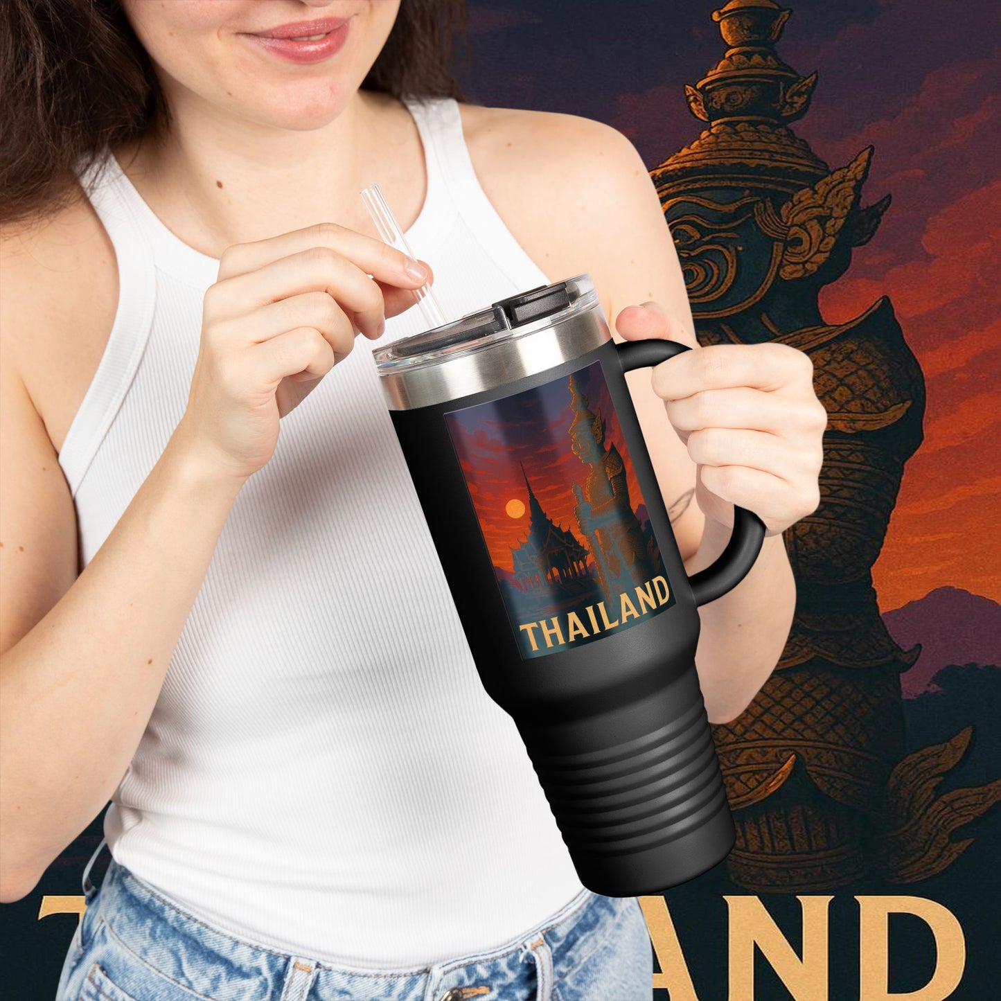 "Thailand Insulated Travel Mug🌴 – The Kingdom of Smiles and Adventure"