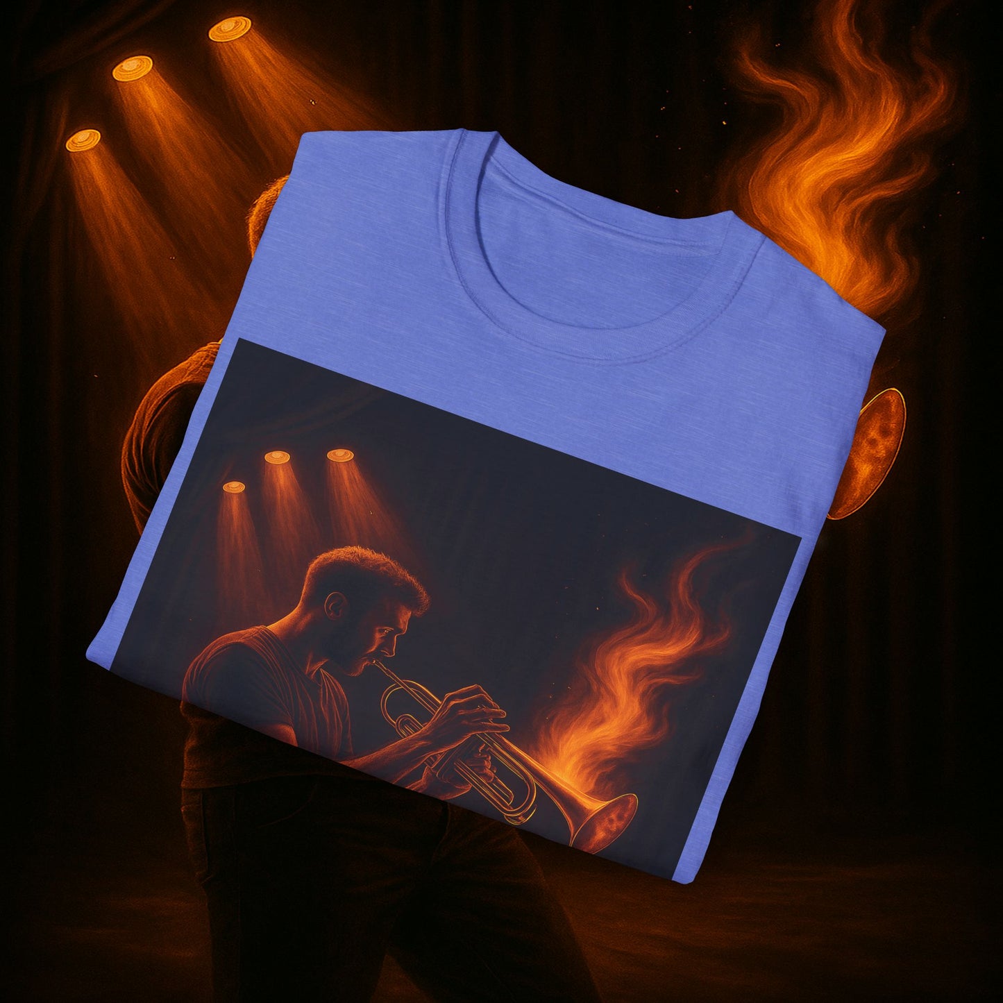 "Camiseta trompeta 🎺🔥Donde hay fuego, hay música.”