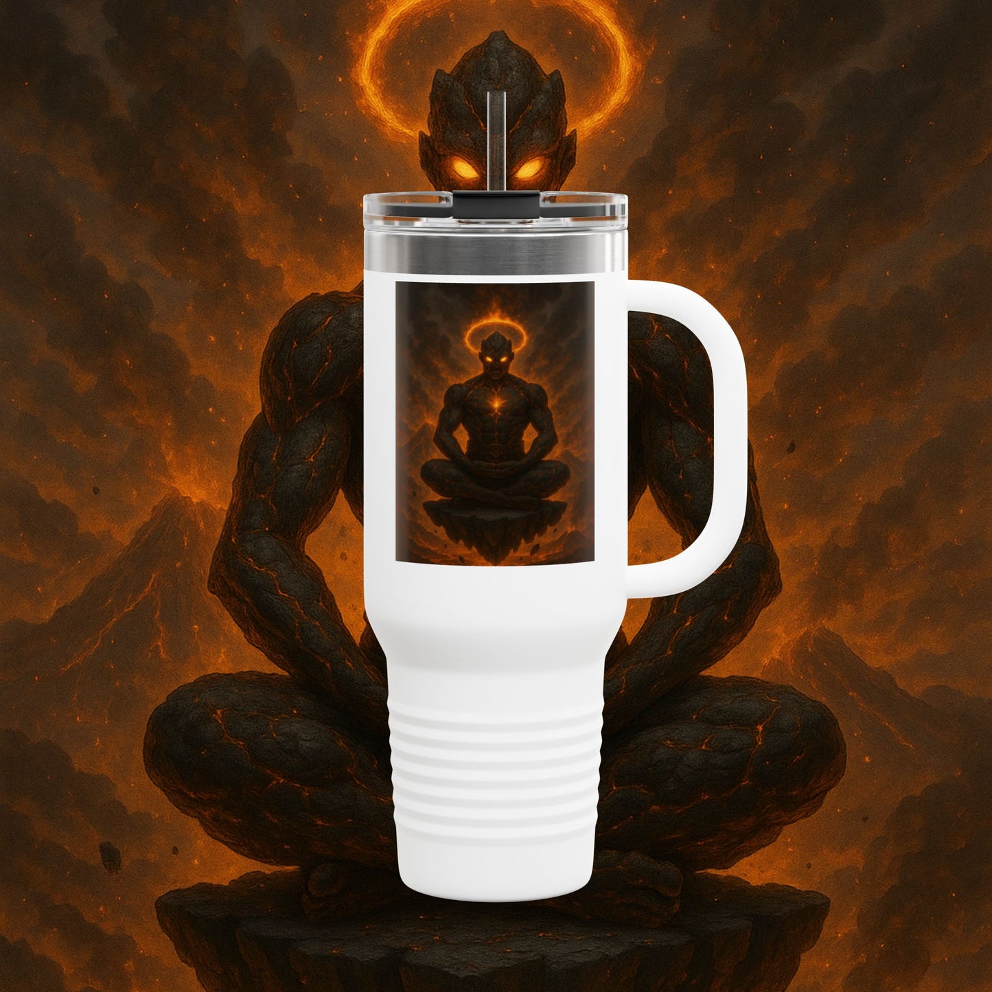 "Taza de viaje aislada Ignarh –🔥el Guardián del Silencio"