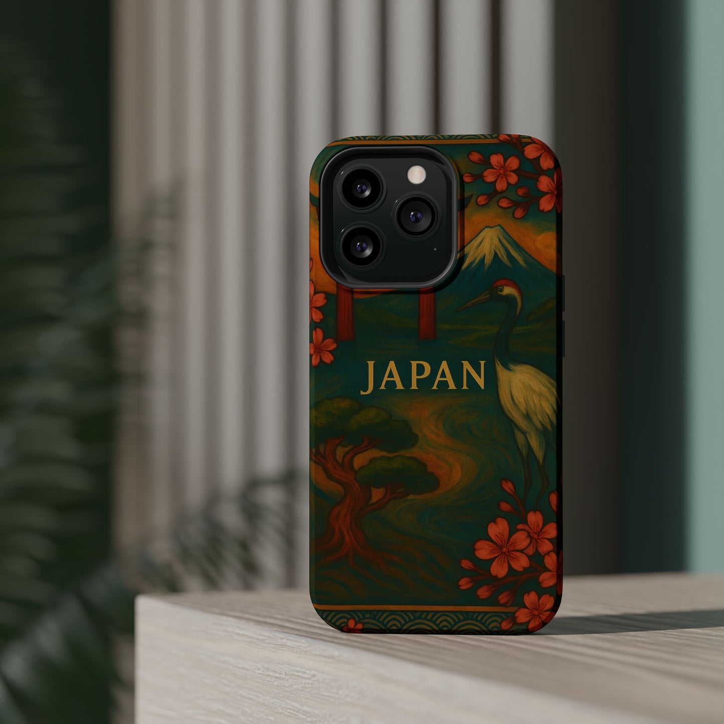 "Funda Magnética Reforzada Japón: Tradición entre Cerezos y Montañas 🌸⛩️🗻"