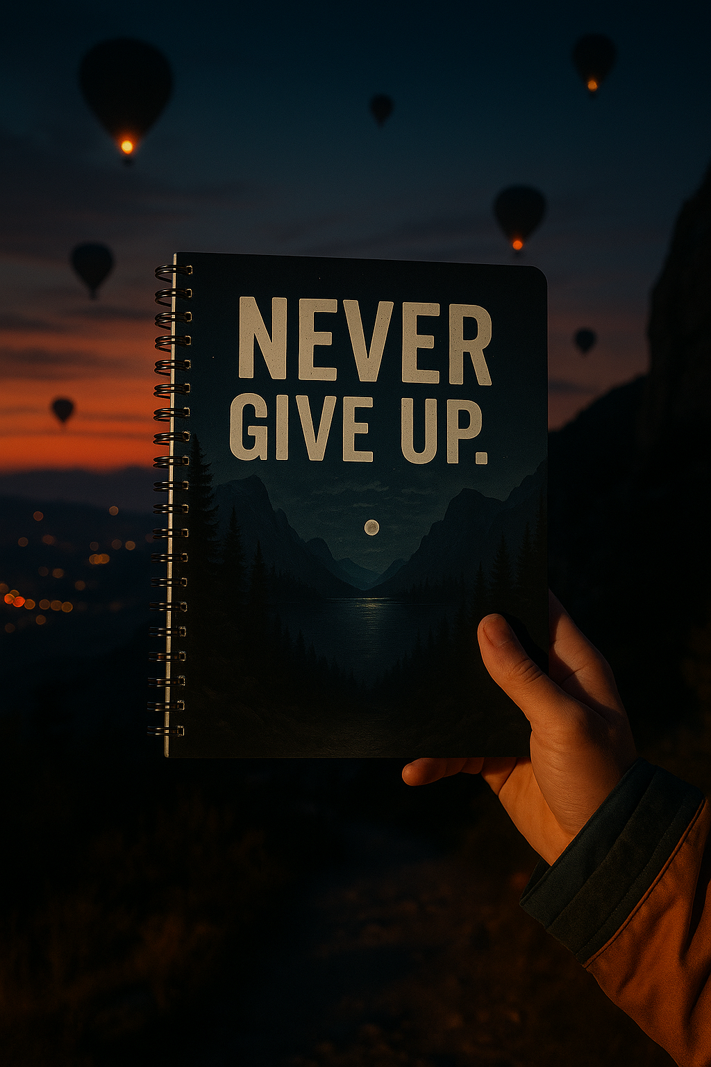 "Nunca te rindas – Libreta de Edición Especial Paisaje Nocturno"
