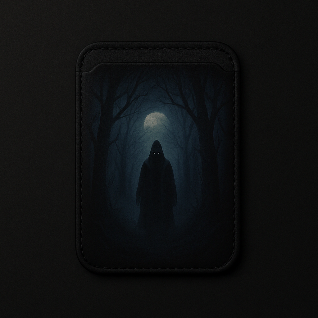 "🖤 Cartera Mística Vegana - Compatible con MagSafe® 🖤 El Vigía del Bosque Oscuro"
