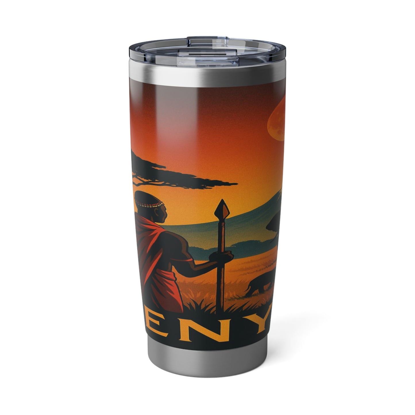 "Vaso Térmico Vagabond 20oz Kenia: Aventura Salvaje y Tierra de Horizontes Infinitos 🦁🌄🏕️"