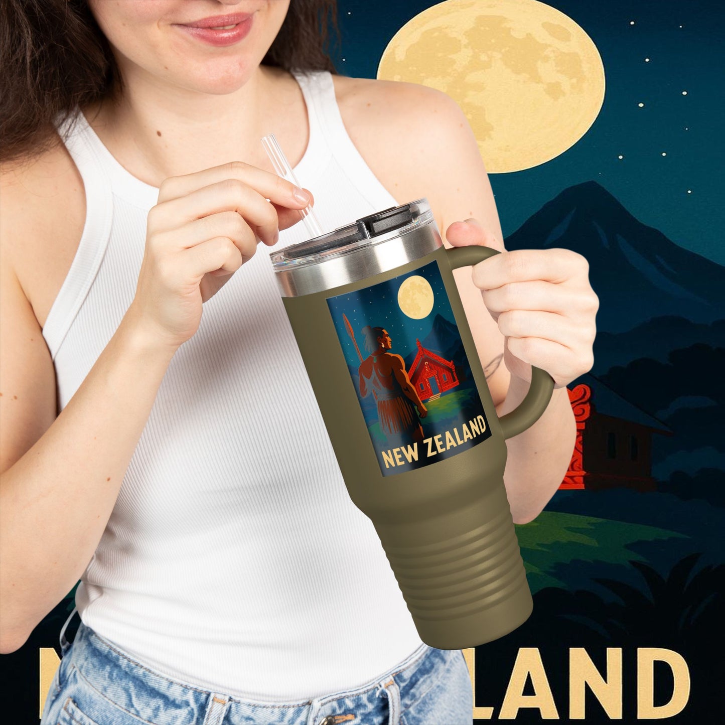 "New Zealand Insulated Travel Mug🏞️ – A paradise of nature and adventure"