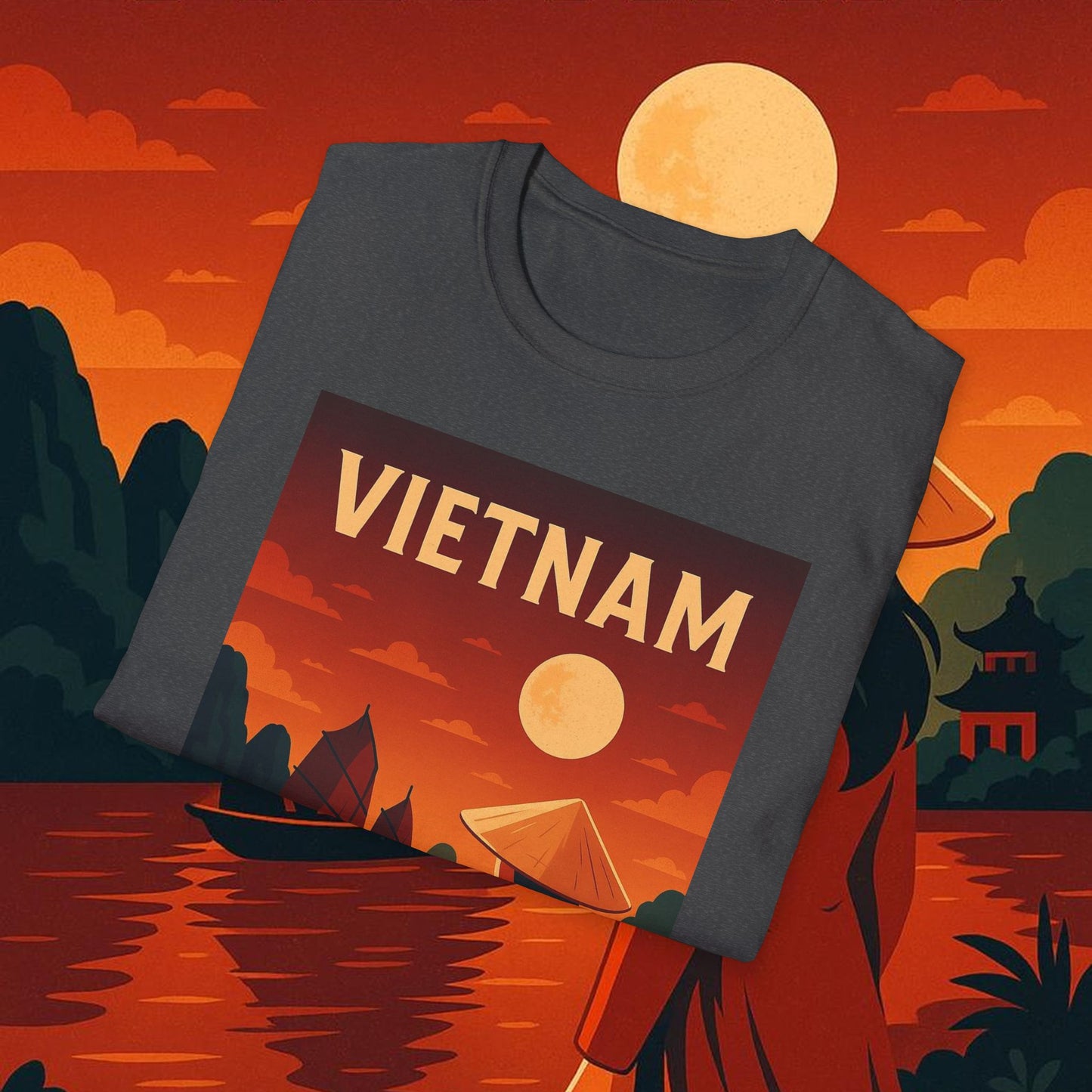 "Camiseta Vietnam: Tradición, Naturaleza y Leyendas Ancestrales 🎋🏯🐉"