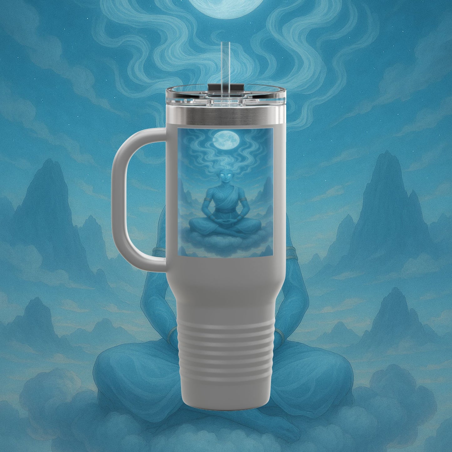 "Taza de viaje aislada Zephala,💨- la Voz del Viento Eterno"