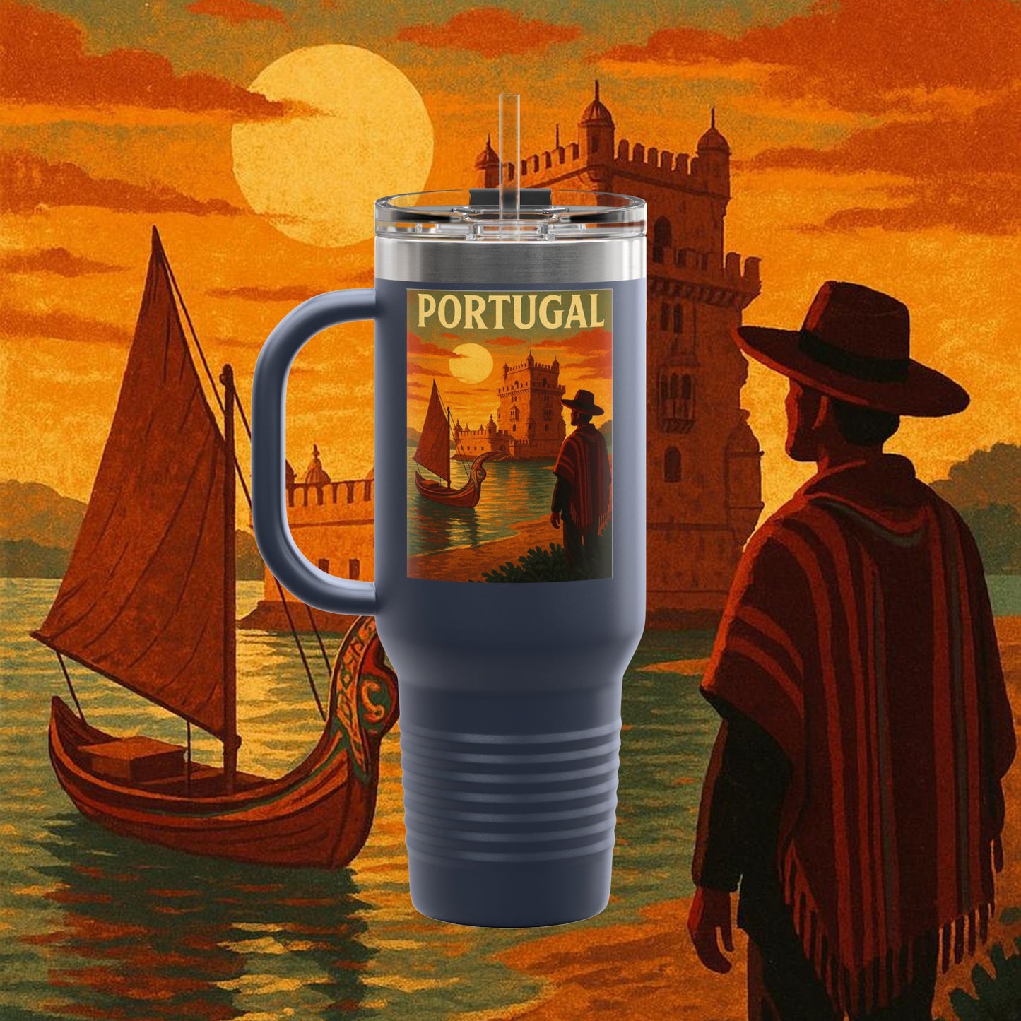 "Portugal Insulated Travel Mug: Atlantic Charm, Fados and Azulejos ๐๐ถ๐งฟ"