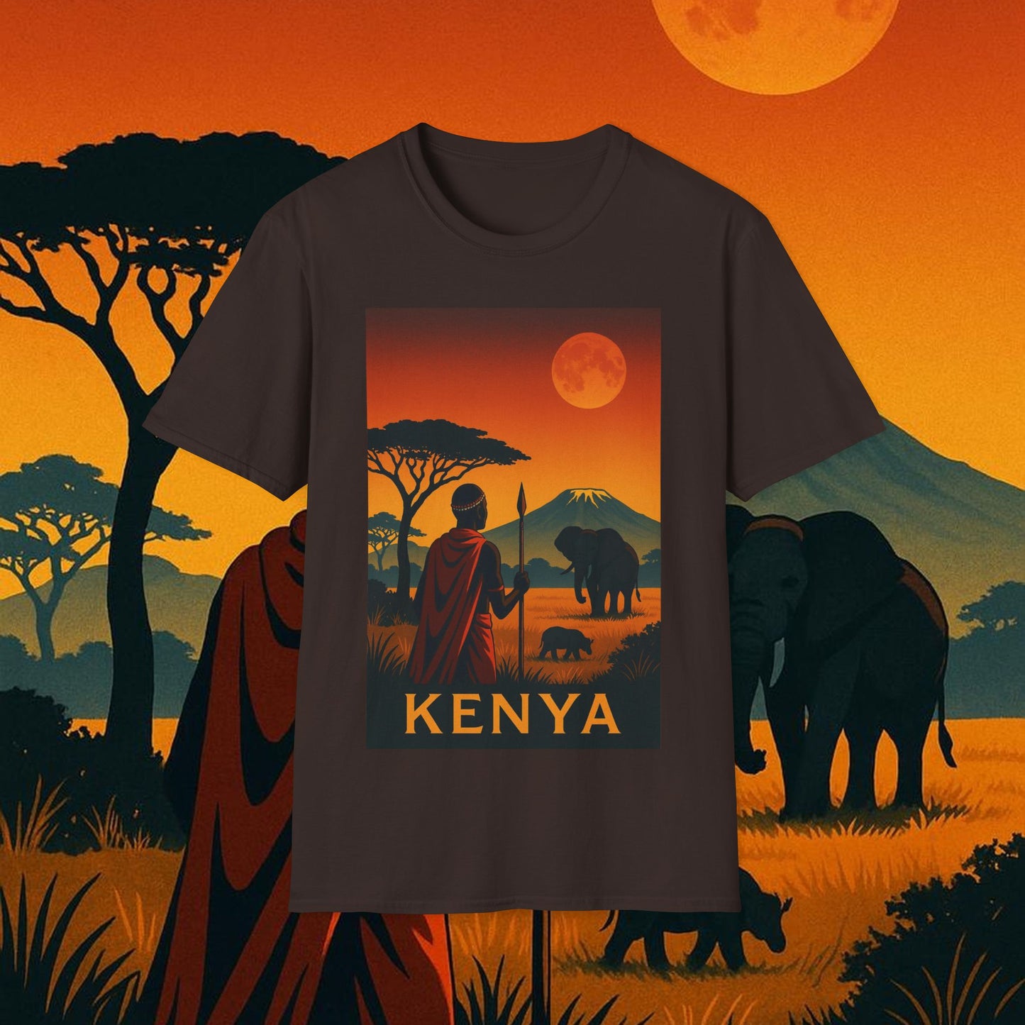 "Camiseta Kenia: Aventura Salvaje y Tierra de Horizontes Infinitos 🦁🌄🏕️"