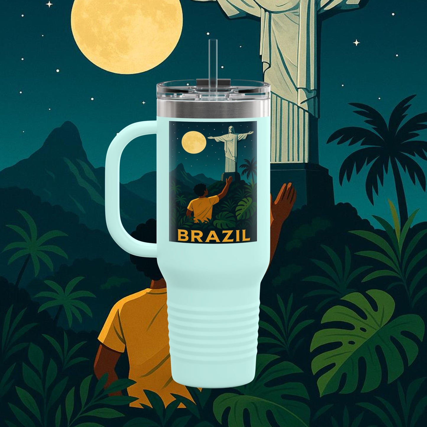 "taza de Viaje Aislada Brasil: Ritmo, Naturaleza y Alegría Infinita 🎶🌴🏖️"