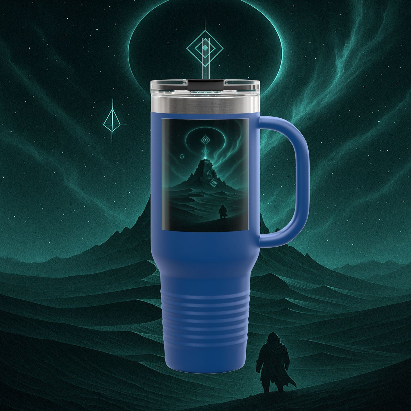 "Taza de viaje aislada🪐Templo del Cosmos"