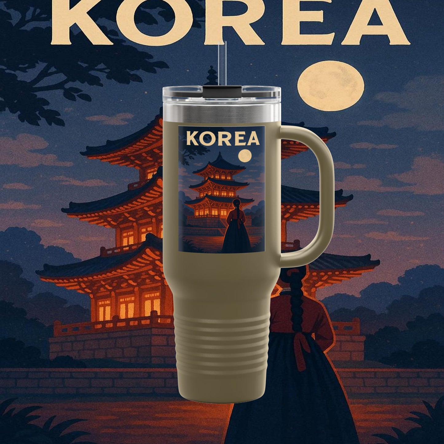 "Korean Insulated Travel Mug 🌸 – Ancient tradition and vibrant modernity"