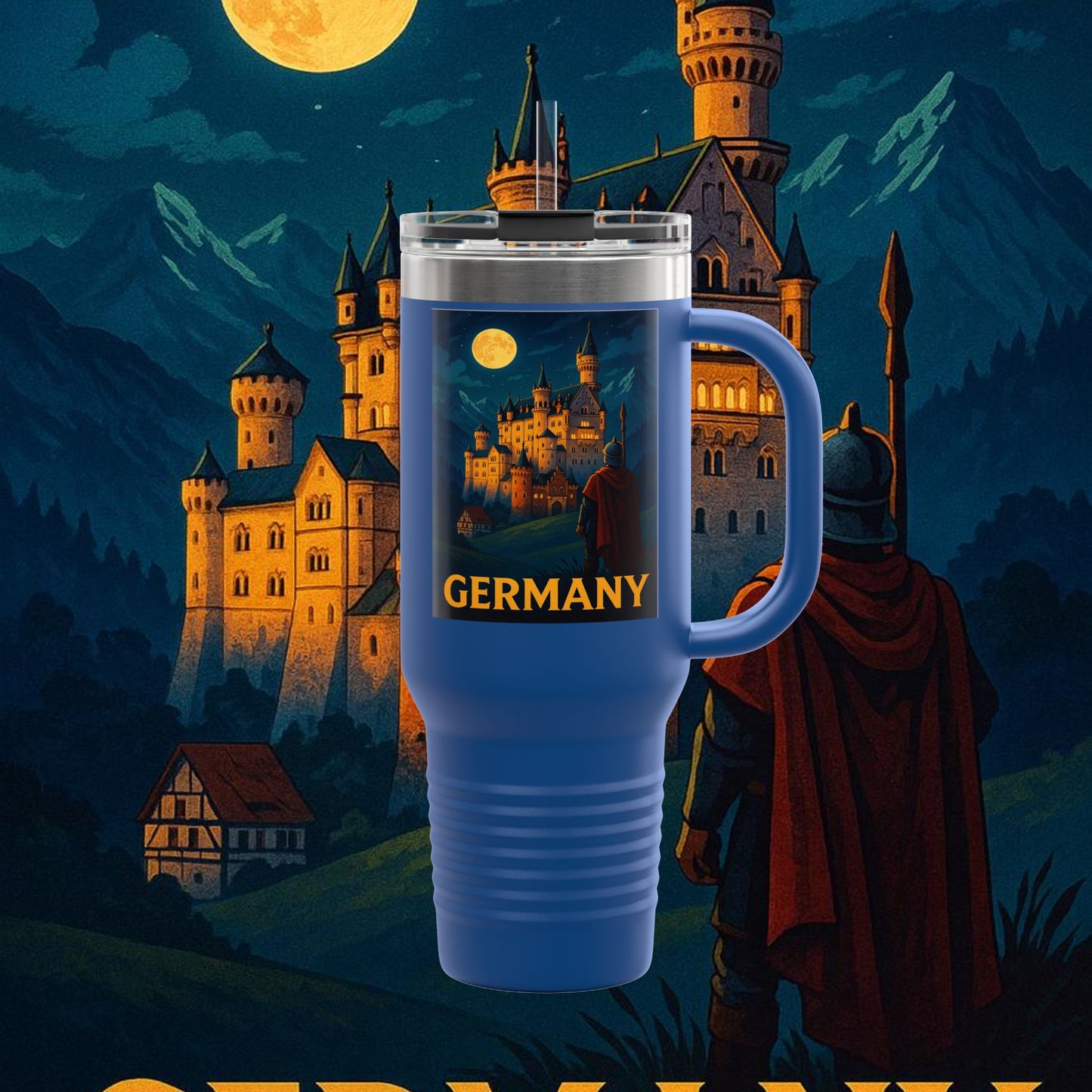 "taza de Viaje Aislada Alemania: Fortaleza, Historia y Tradición 🎖️🏰🍺"