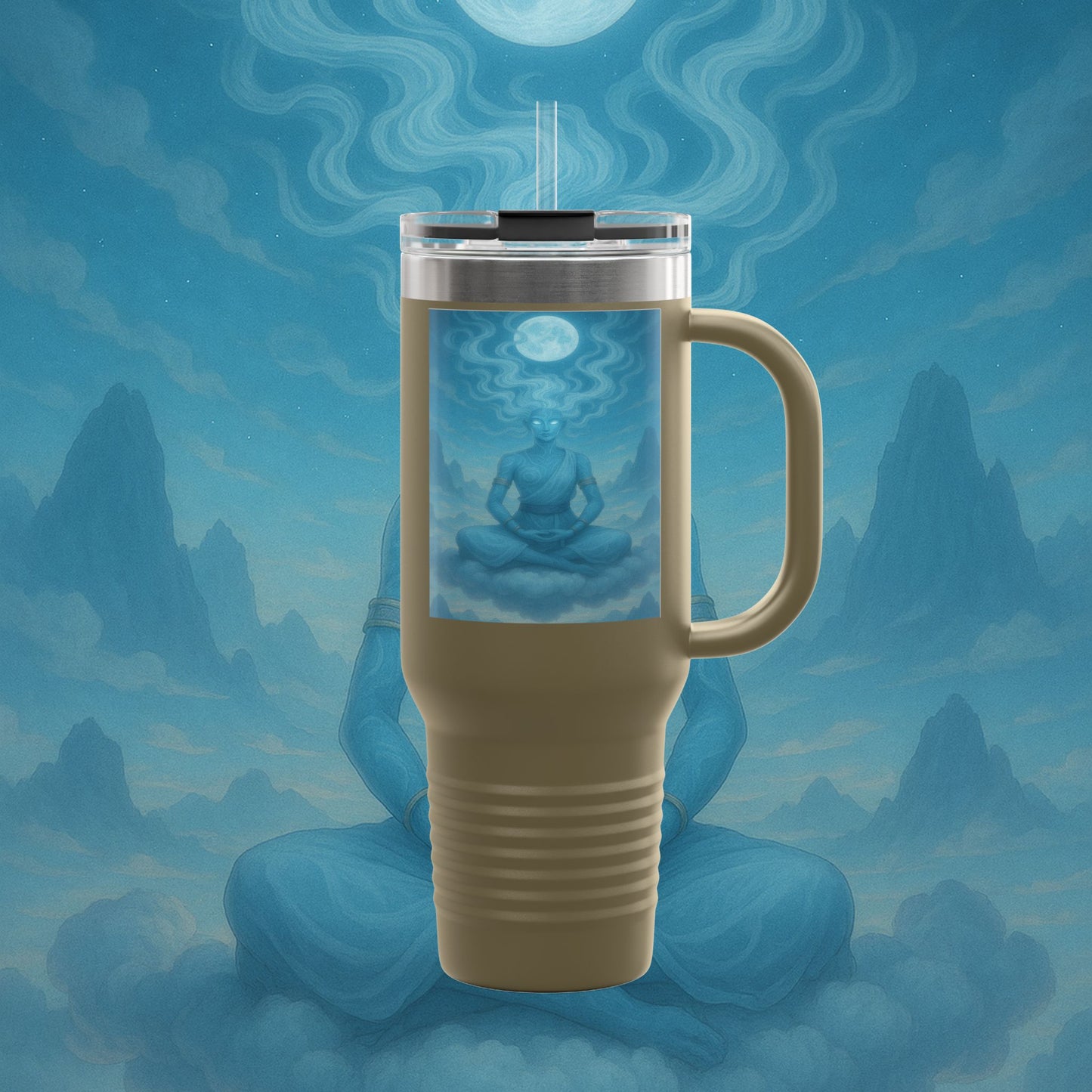 "Taza de viaje aislada Zephala,💨- la Voz del Viento Eterno"