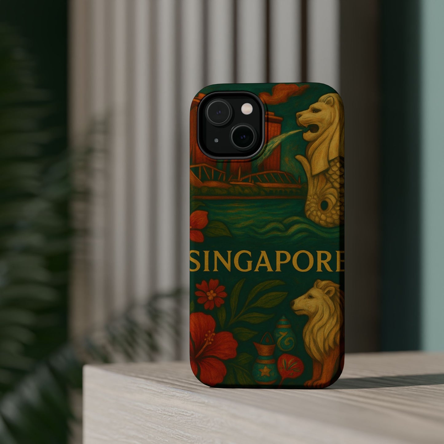 "Funda Magnética Reforzada Magnética Reforzada Singapur 🌆 – Futuro, cultura y naturaleza en un solo lugar"