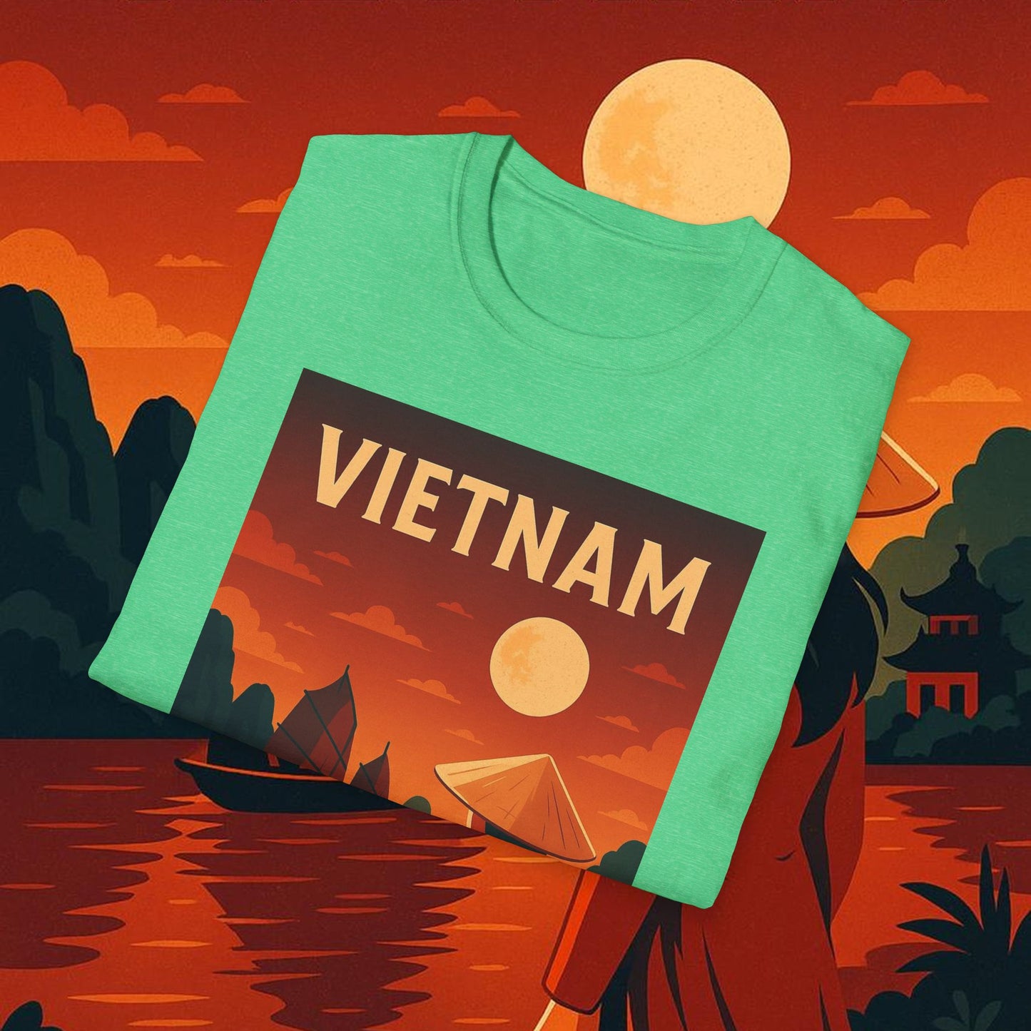 "Camiseta Vietnam: Tradición, Naturaleza y Leyendas Ancestrales 🎋🏯🐉"
