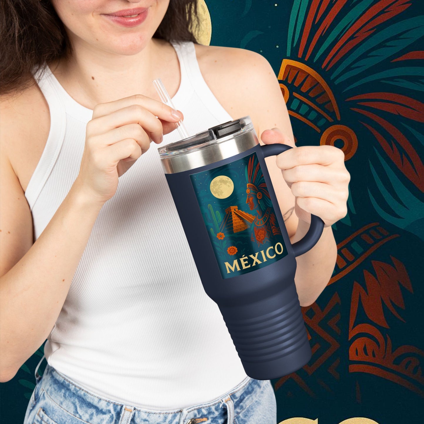 "taza de Viaje Aislada México: Tierra de Colores, Cultura y Corazón 🌵🎉🪅"
