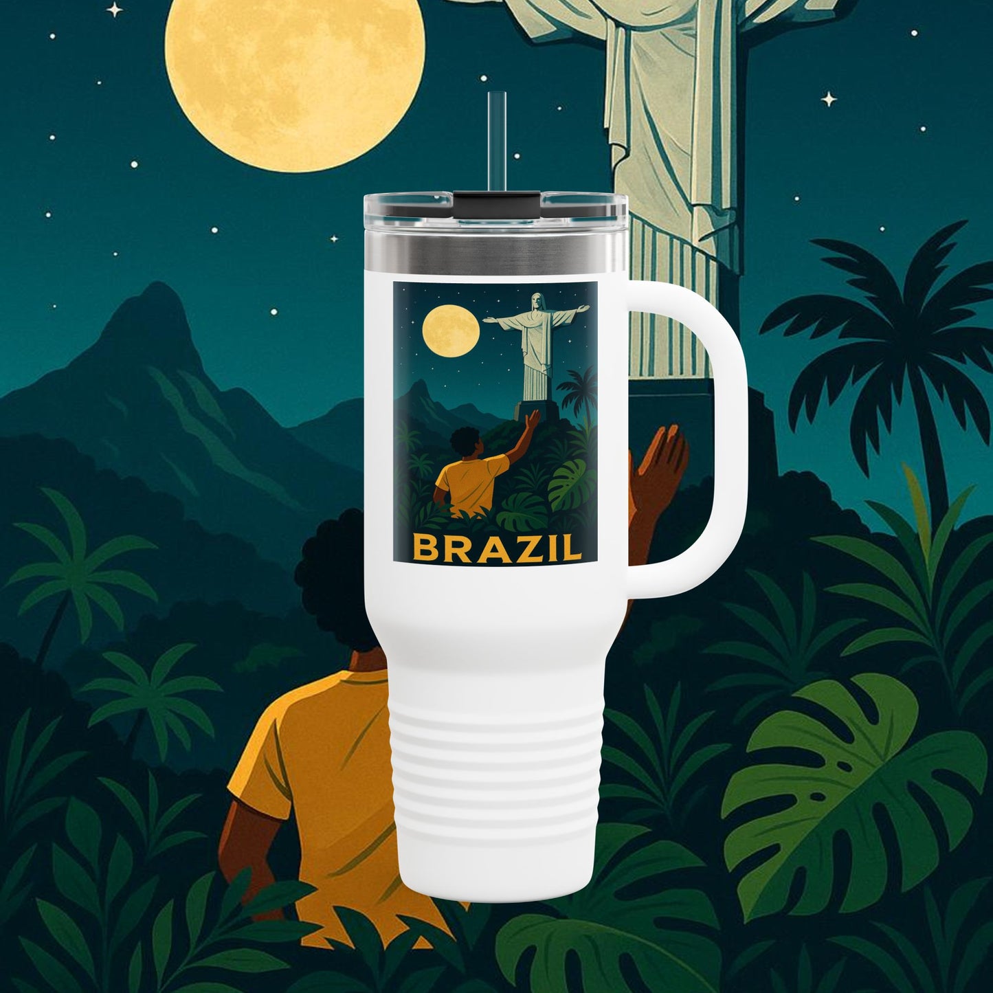 "taza de Viaje Aislada Brasil: Ritmo, Naturaleza y Alegría Infinita 🎶🌴🏖️"