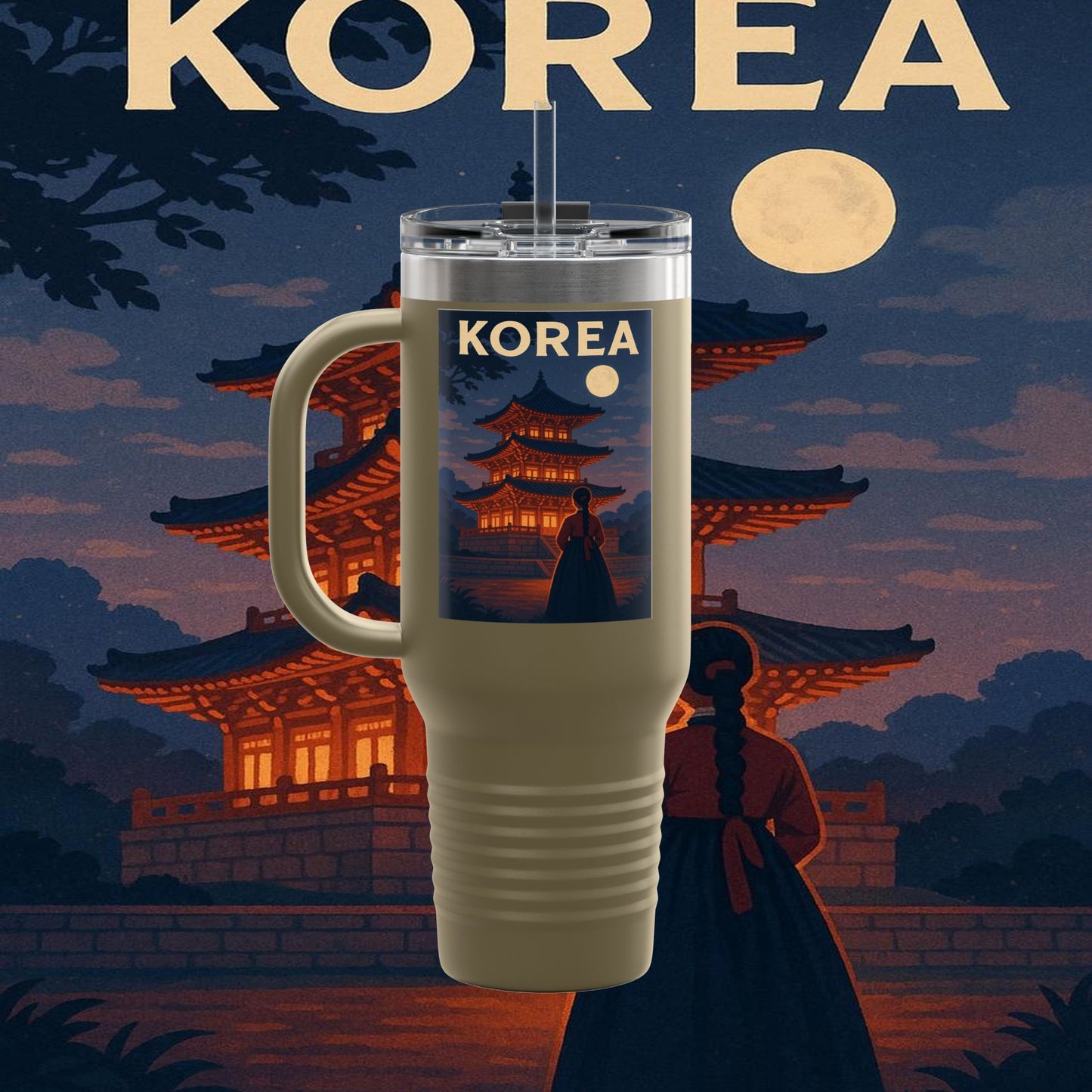 "Korean Insulated Travel Mug 🌸 – Ancient tradition and vibrant modernity"