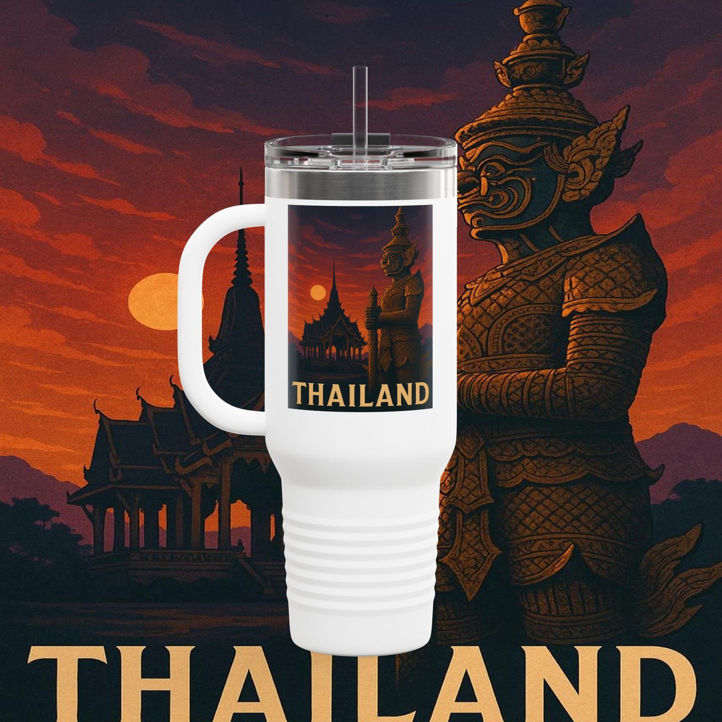 "Thailand Insulated Travel Mug🌴 – The Kingdom of Smiles and Adventure"
