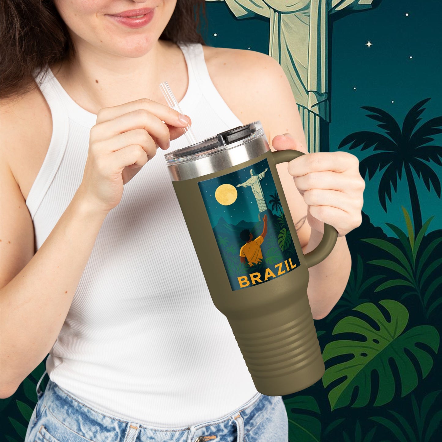 "taza de Viaje Aislada Brasil: Ritmo, Naturaleza y Alegría Infinita 🎶🌴🏖️"