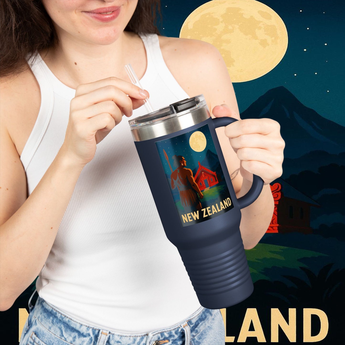 "New Zealand Insulated Travel Mug🏞️ – A paradise of nature and adventure"