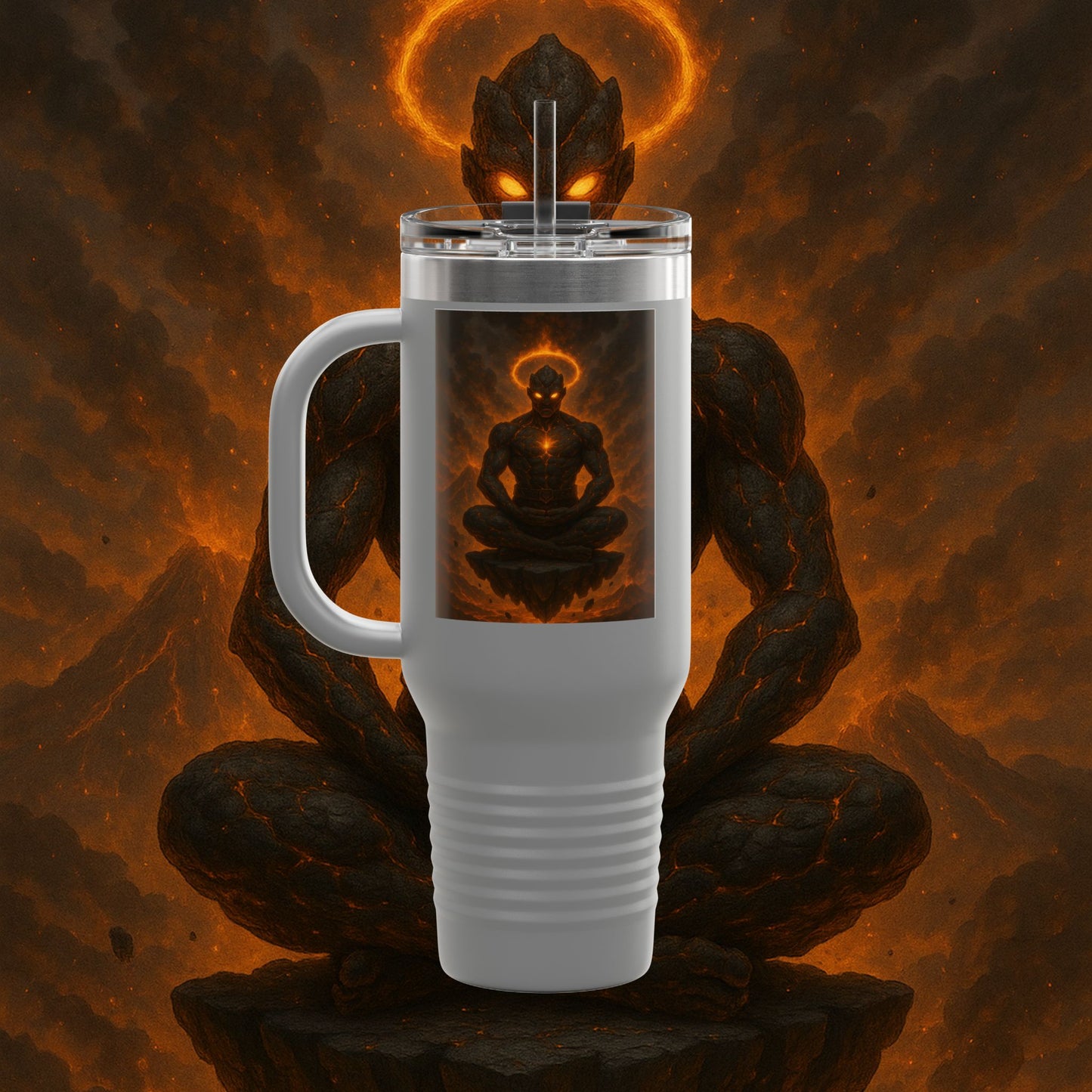 "Taza de viaje aislada Ignarh –🔥el Guardián del Silencio"