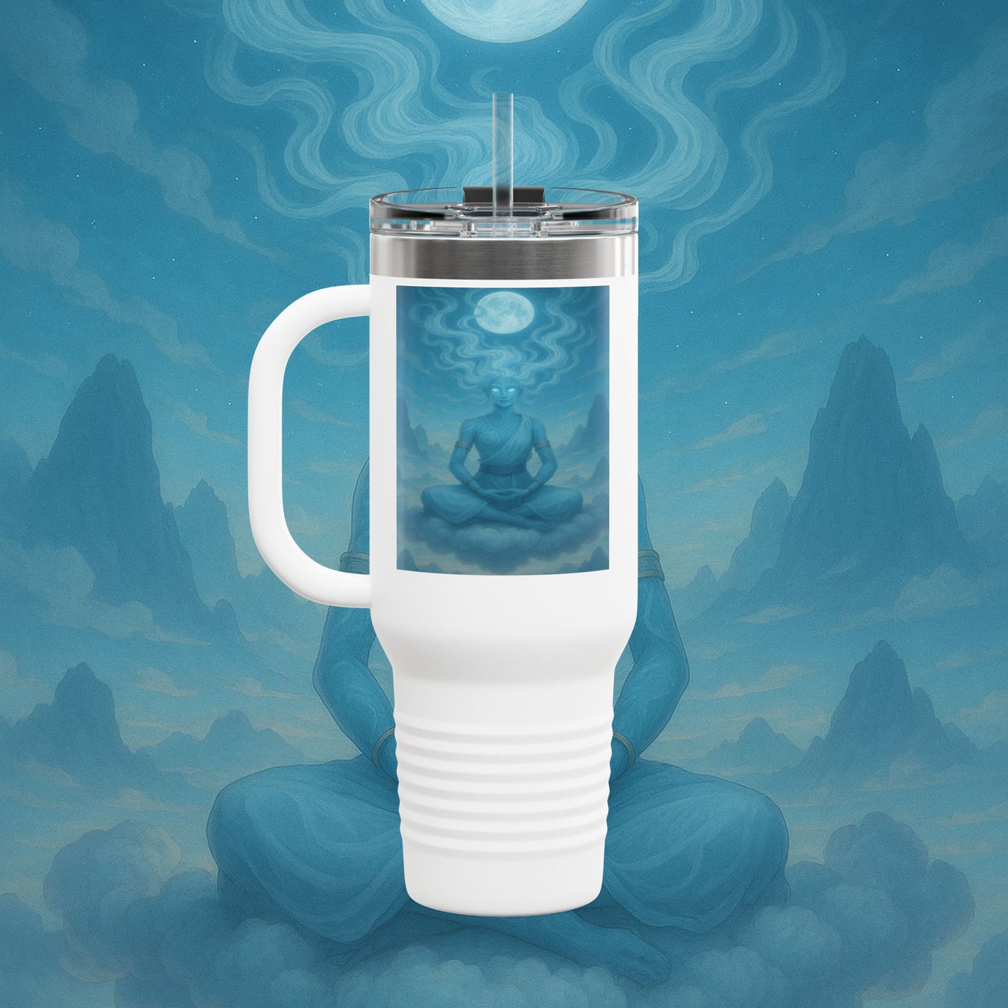 "Taza de viaje aislada Zephala,💨- la Voz del Viento Eterno"