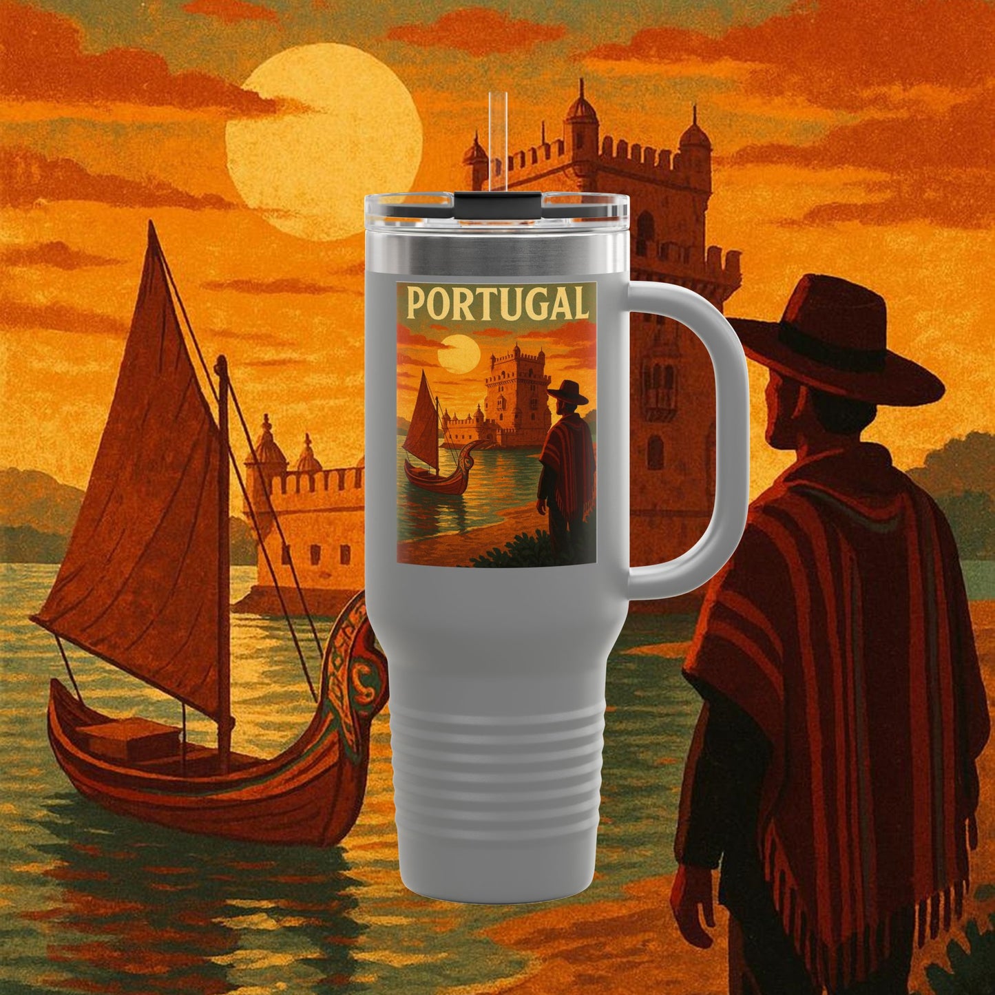 "Portugal Insulated Travel Mug: Atlantic Charm, Fados and Azulejos ๐๐ถ๐งฟ"