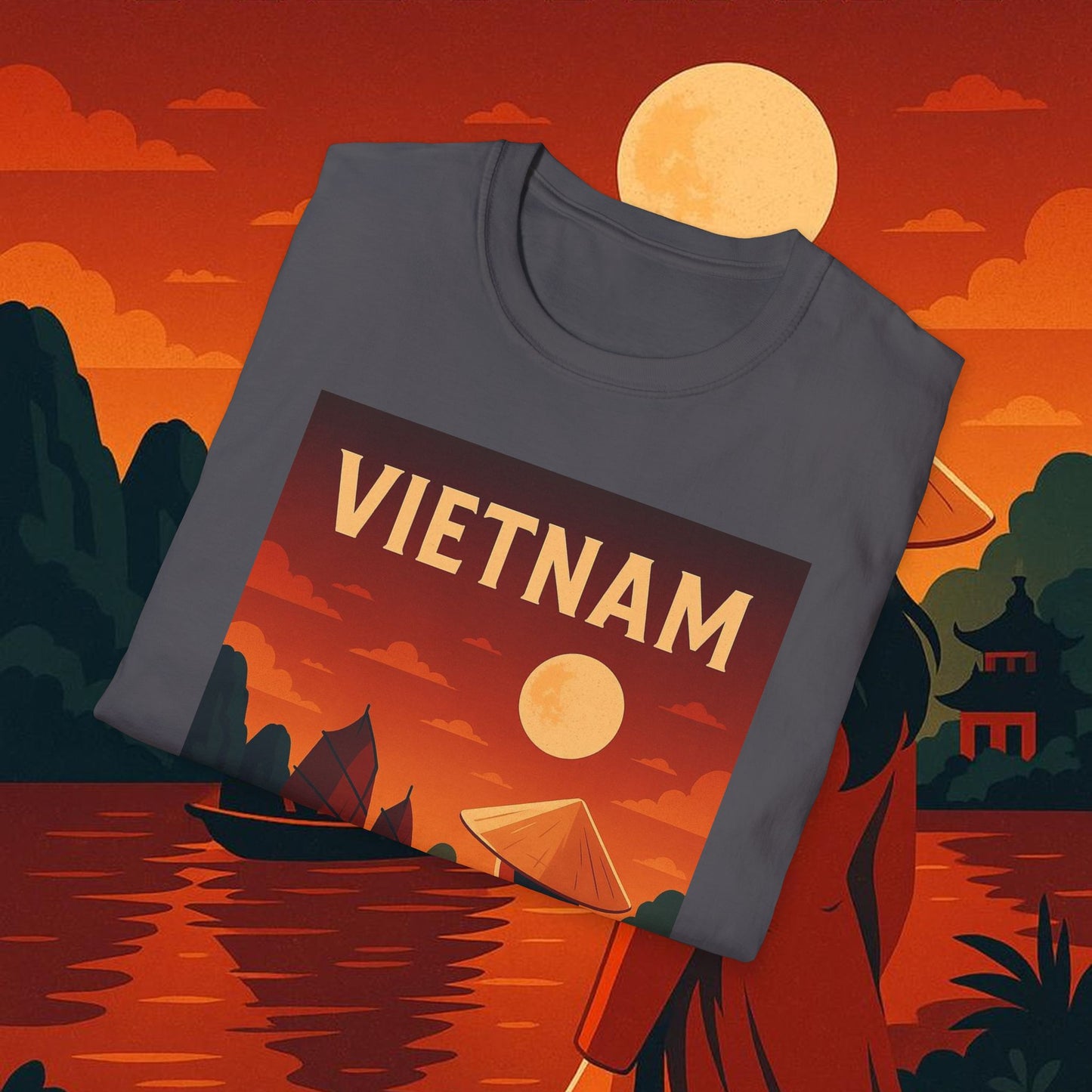 "Camiseta Vietnam: Tradición, Naturaleza y Leyendas Ancestrales 🎋🏯🐉"