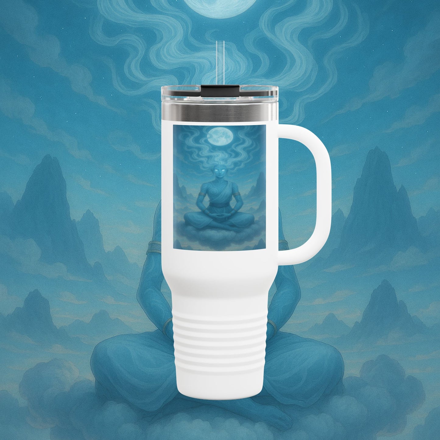"Taza de viaje aislada Zephala,💨- la Voz del Viento Eterno"