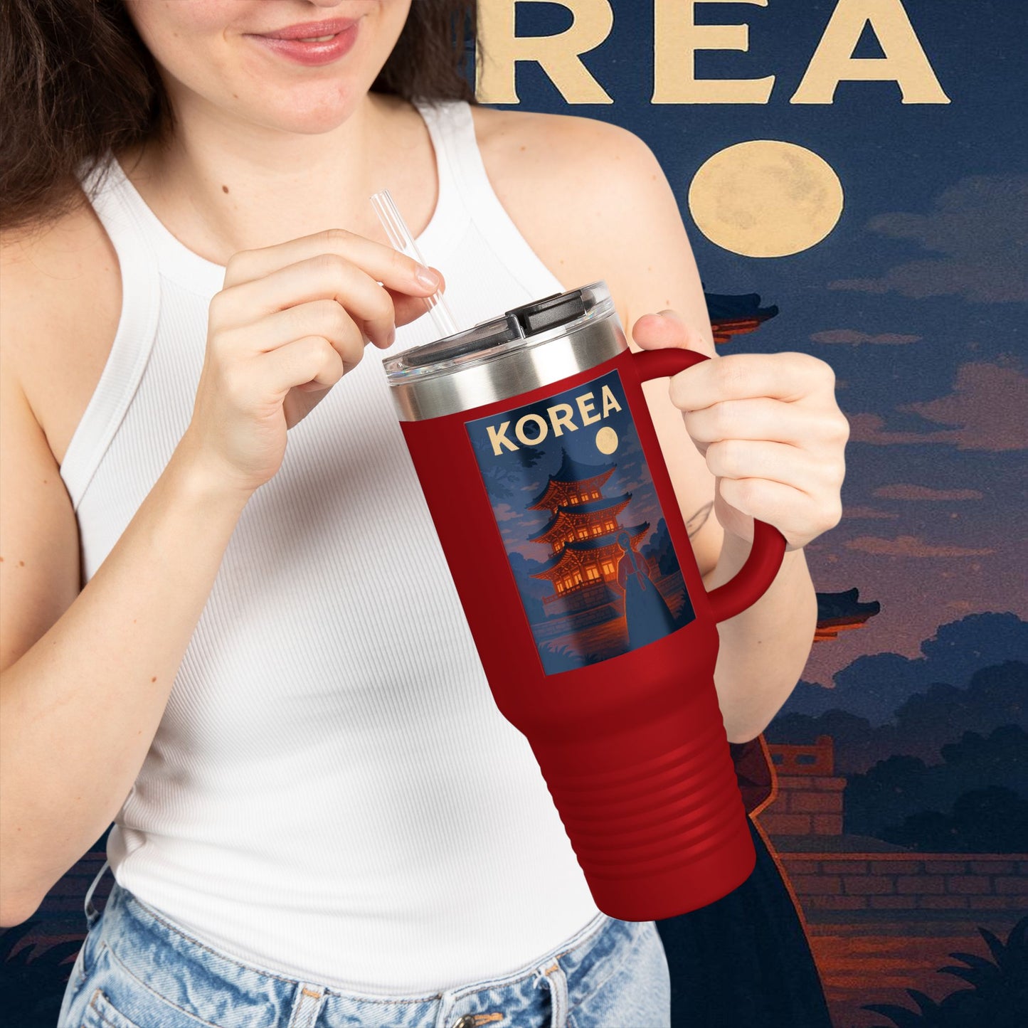 "Korean Insulated Travel Mug 🌸 – Ancient tradition and vibrant modernity"