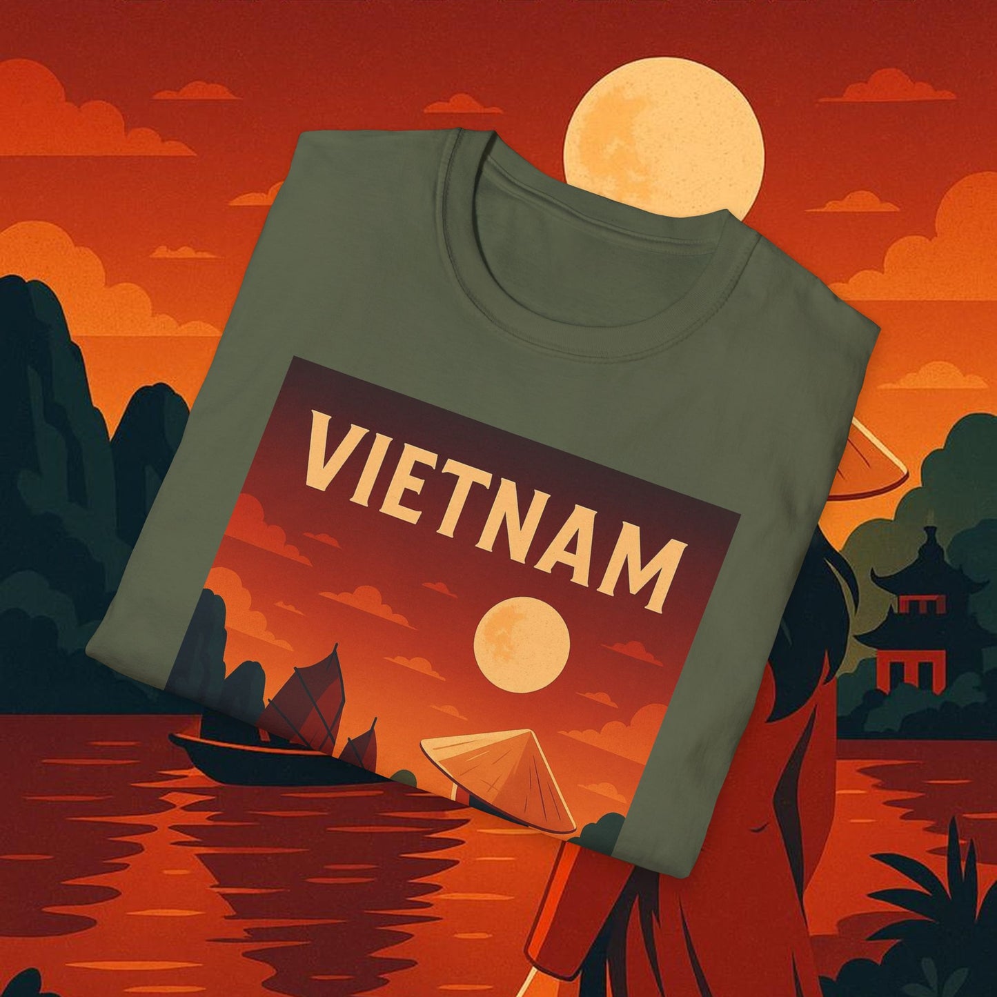 "Camiseta Vietnam: Tradición, Naturaleza y Leyendas Ancestrales 🎋🏯🐉"