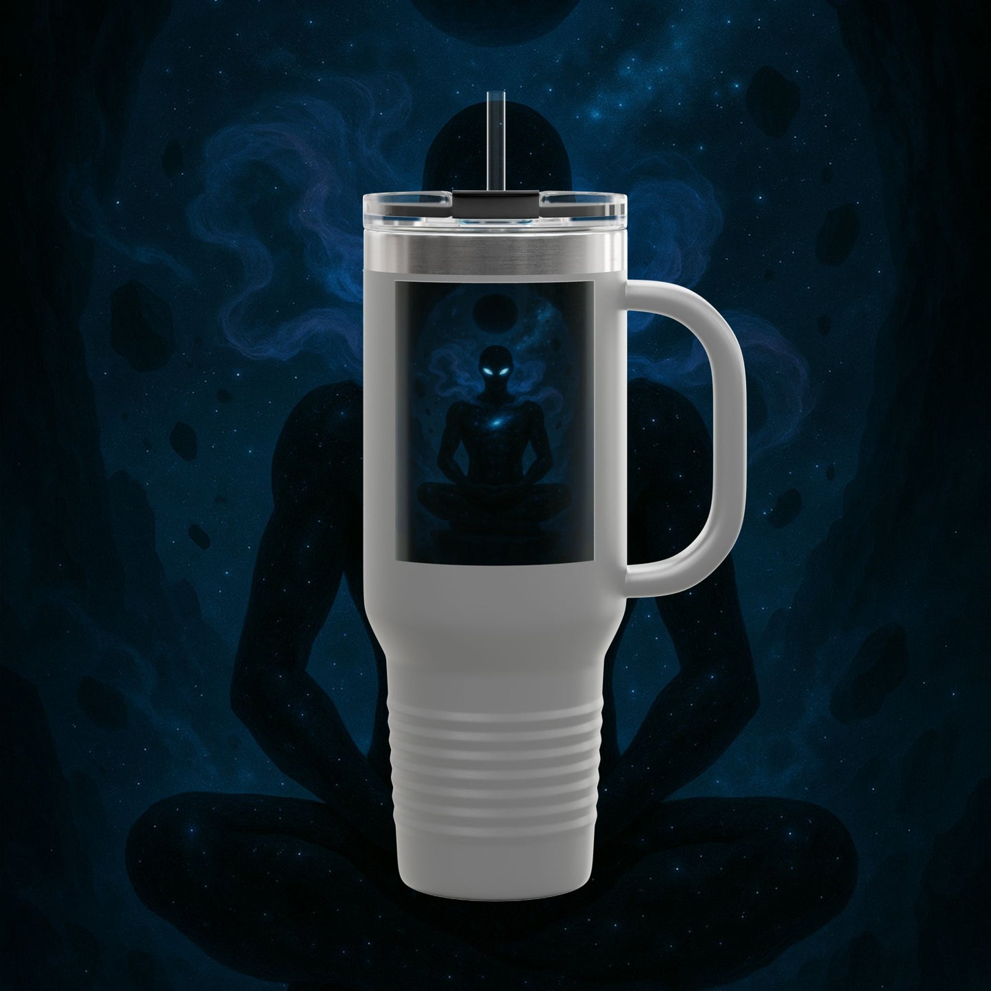 "Taza de viaje aislada 🌌 Nok Tael, el Destello del Vacío"