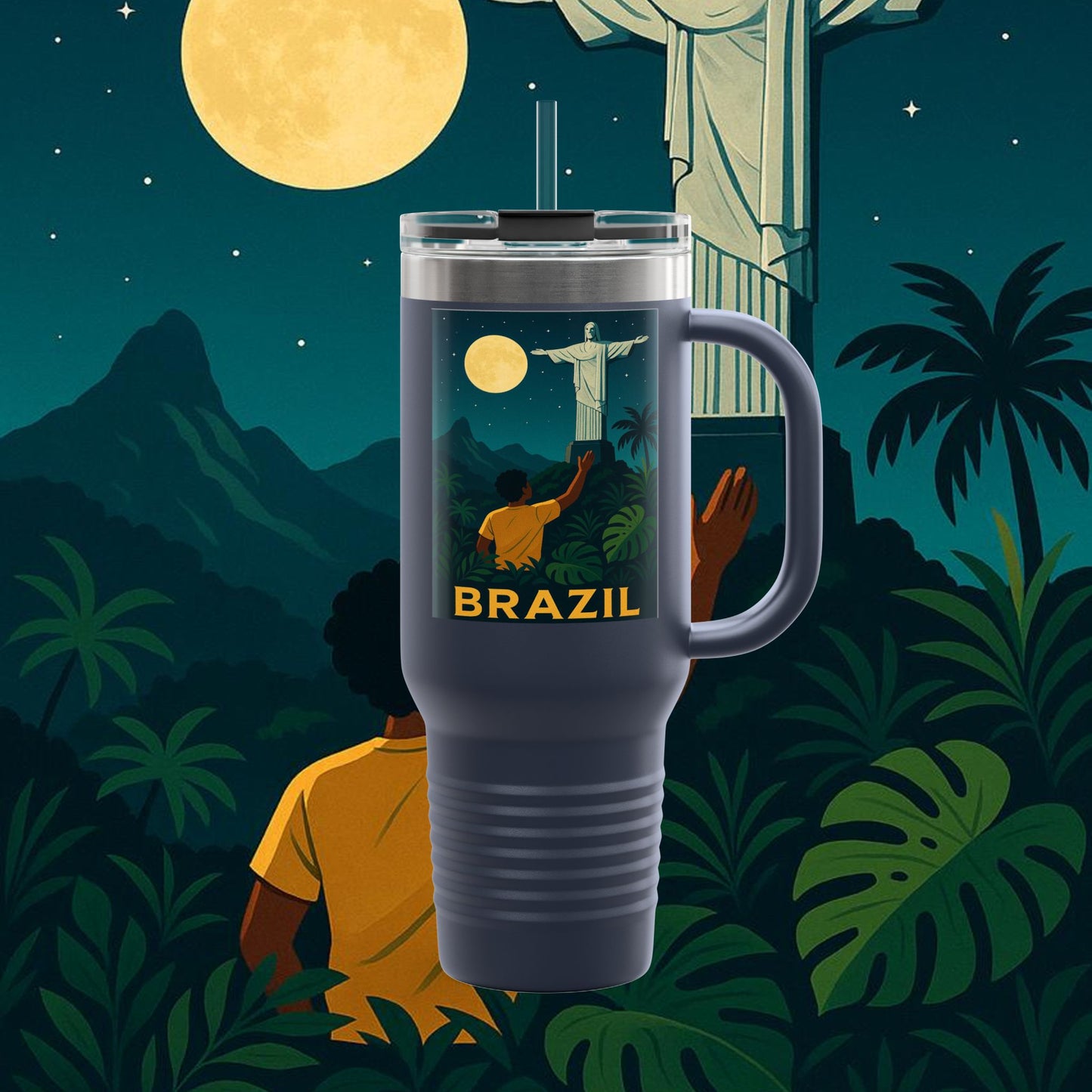 "taza de Viaje Aislada Brasil: Ritmo, Naturaleza y Alegría Infinita 🎶🌴🏖️"