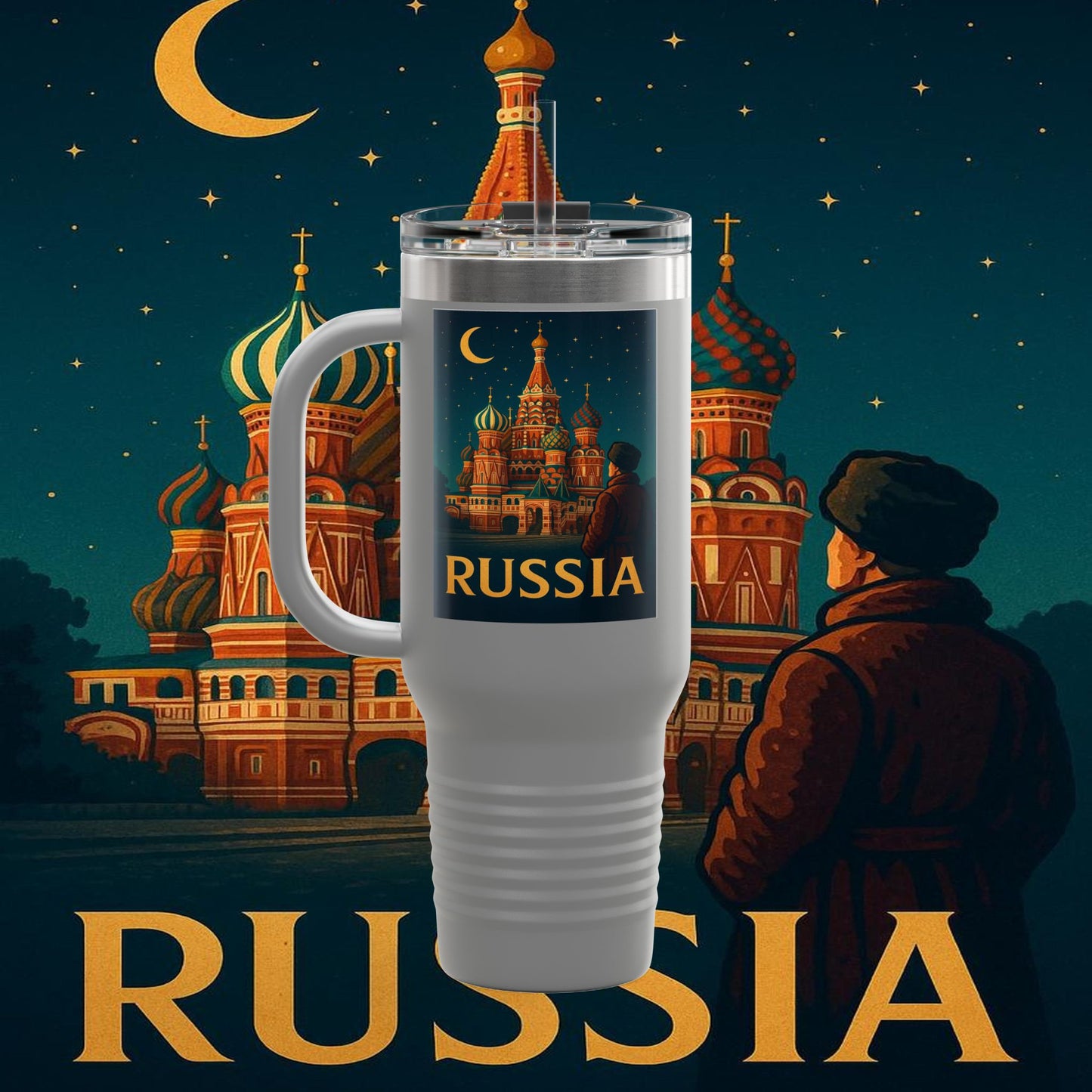 "Russia Insulated Travel Mug❄️ – Land of history, mystery, and grandeur"