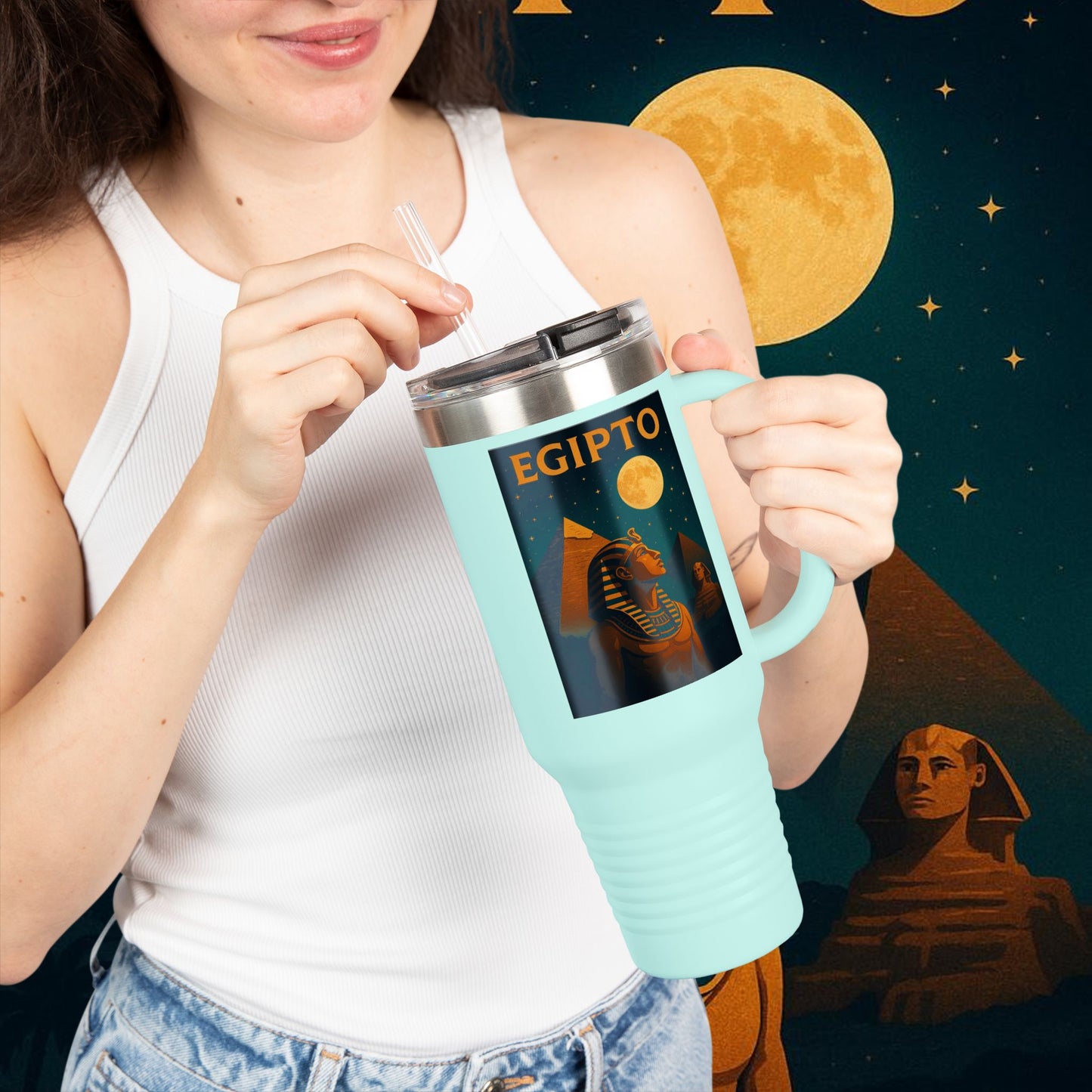 "taza de Viaje Aislada Egipto Misterio Dorado del Nilo 🏺🌅🐫"