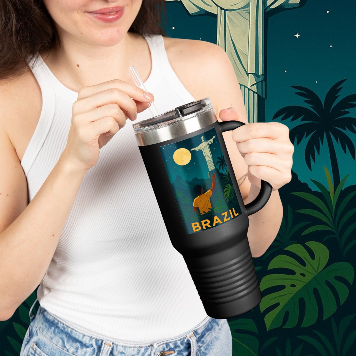 "taza de Viaje Aislada Brasil: Ritmo, Naturaleza y Alegría Infinita 🎶🌴🏖️"