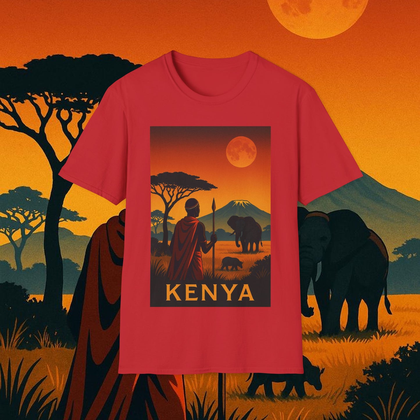 "Camiseta Kenia: Aventura Salvaje y Tierra de Horizontes Infinitos 🦁🌄🏕️"