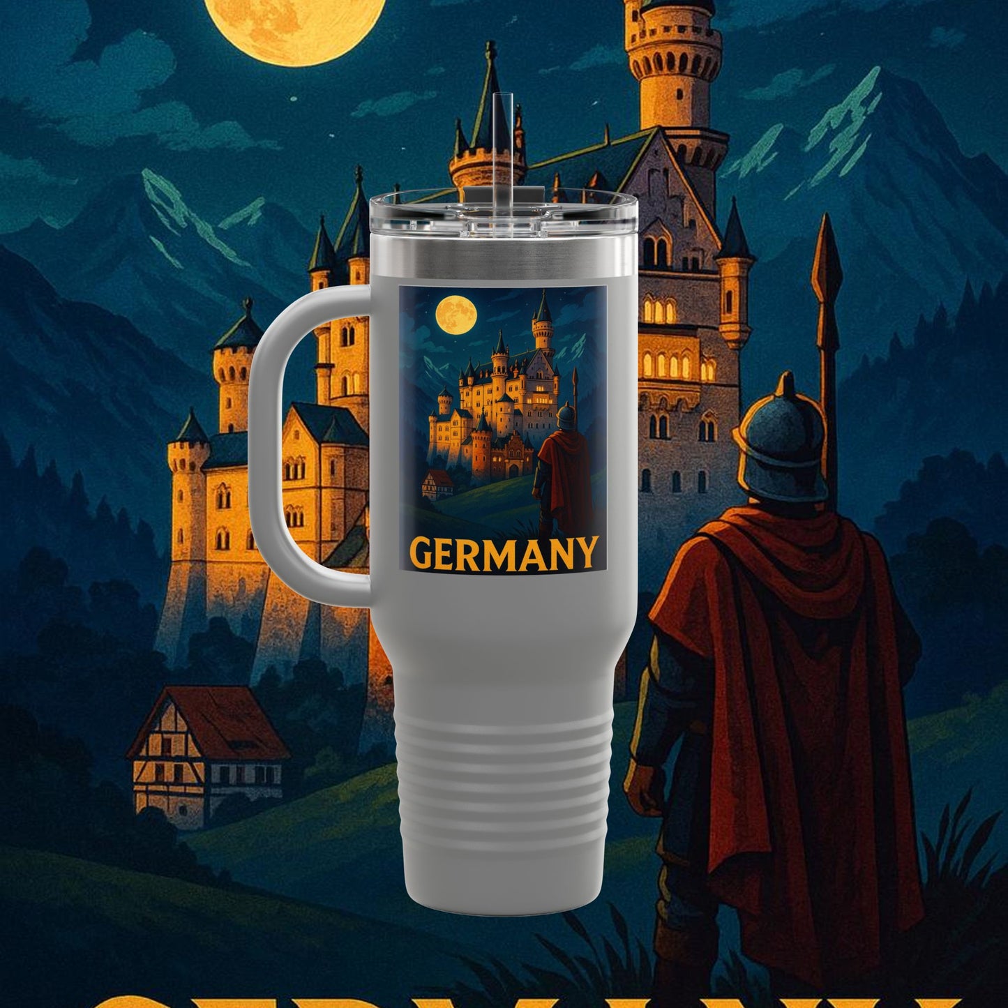 "taza de Viaje Aislada Alemania: Fortaleza, Historia y Tradición 🎖️🏰🍺"