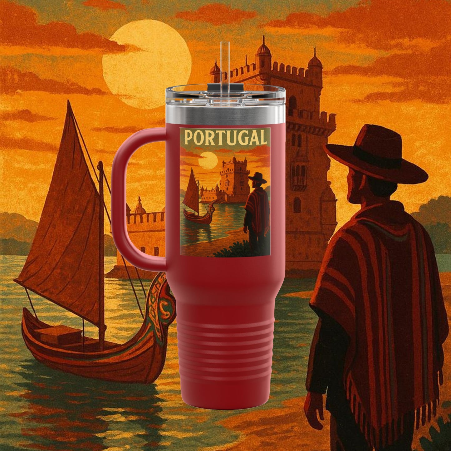 "Portugal Insulated Travel Mug: Atlantic Charm, Fados and Azulejos ๐๐ถ๐งฟ"