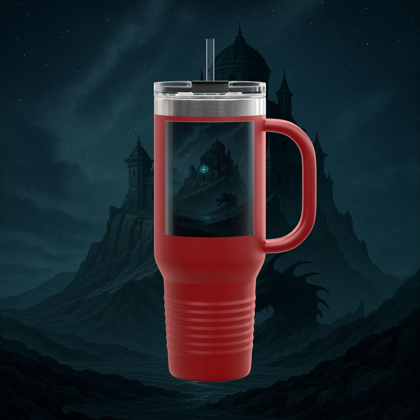 "Taza de viaje aislada 🏛️Fortaleza del Olvido"